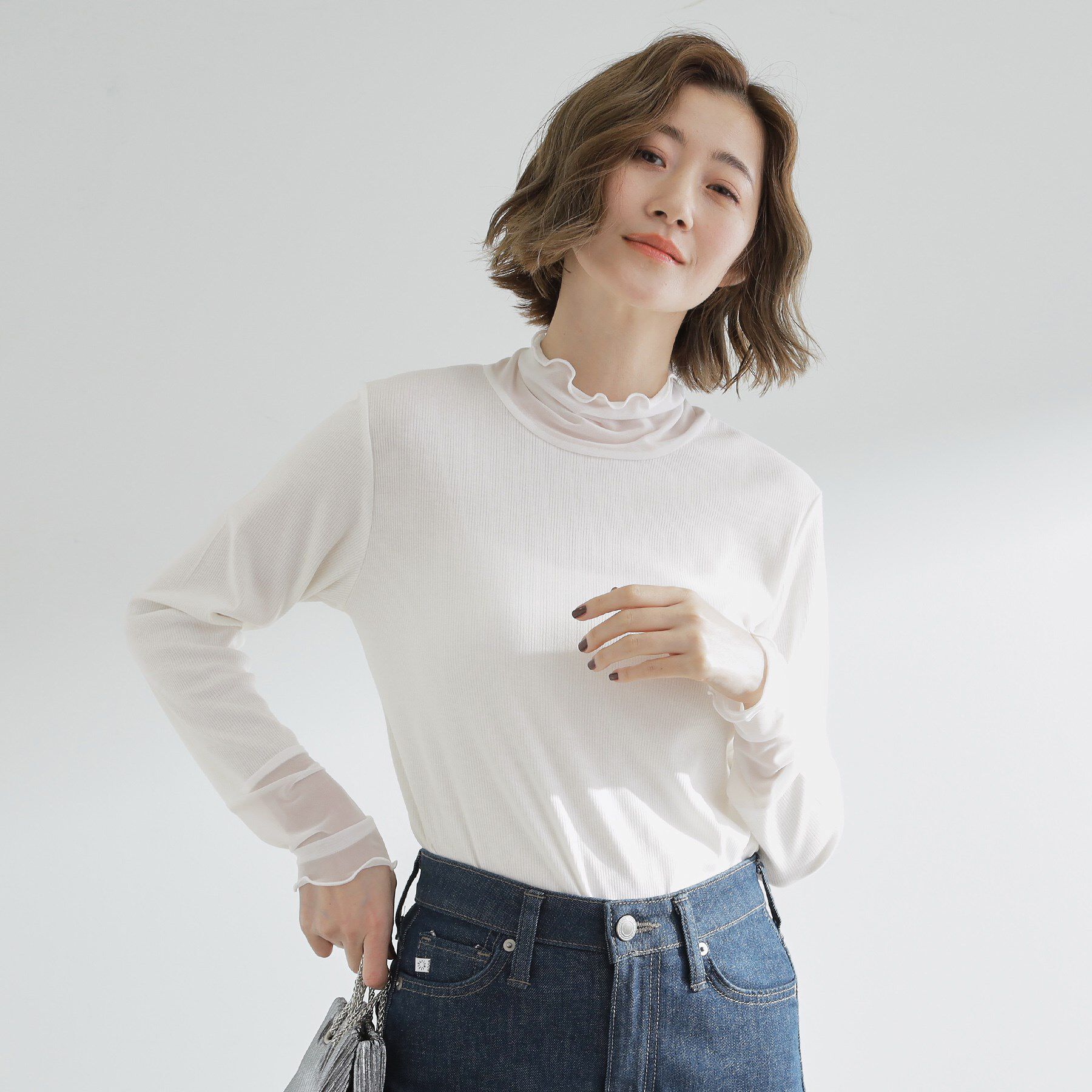 grove「シアー切替ハイネックプルオーバー」|Tシャツ・カットソー|