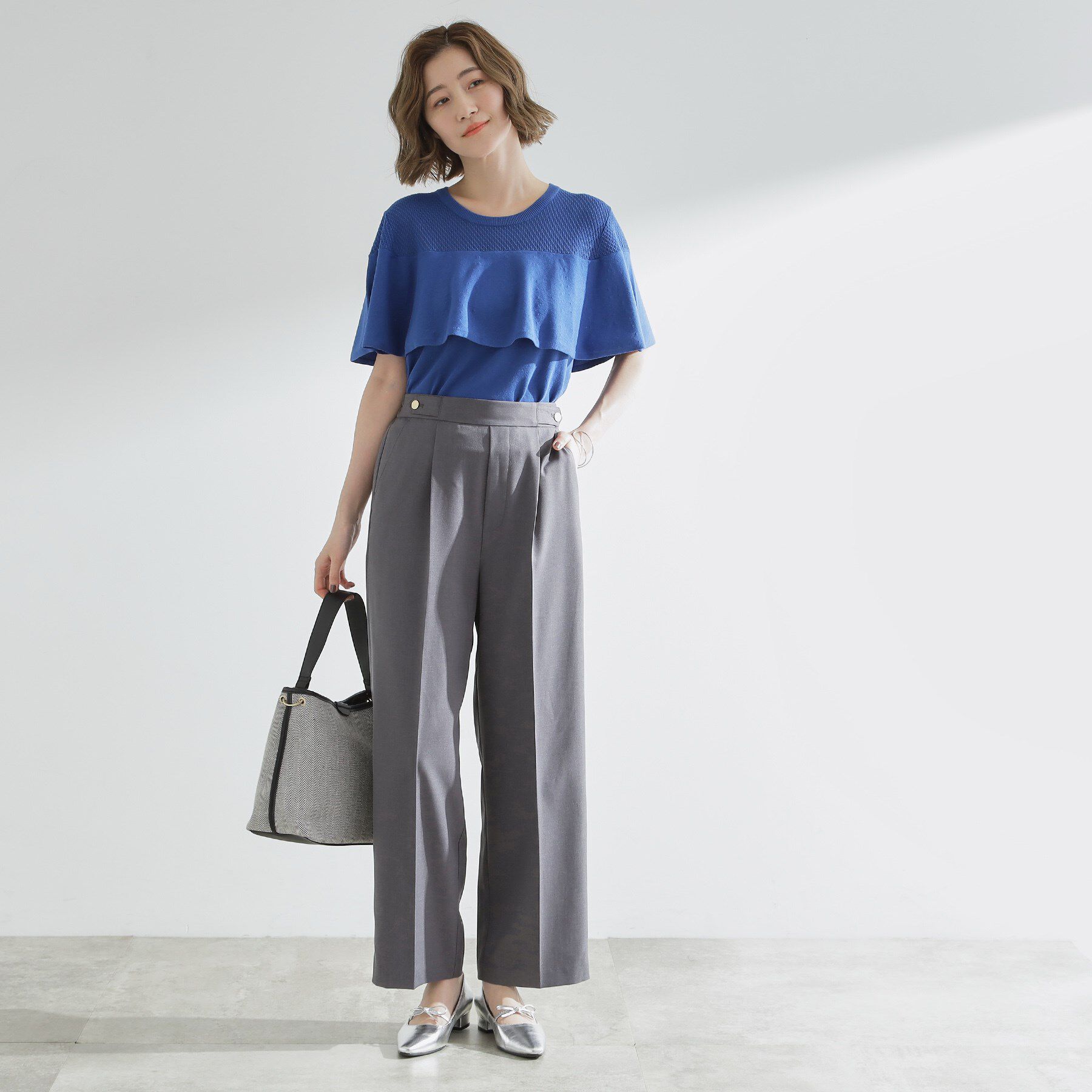 grove「涼しくて華やか1枚で差の付く　ケープフリルニット」|ニット・セーター|