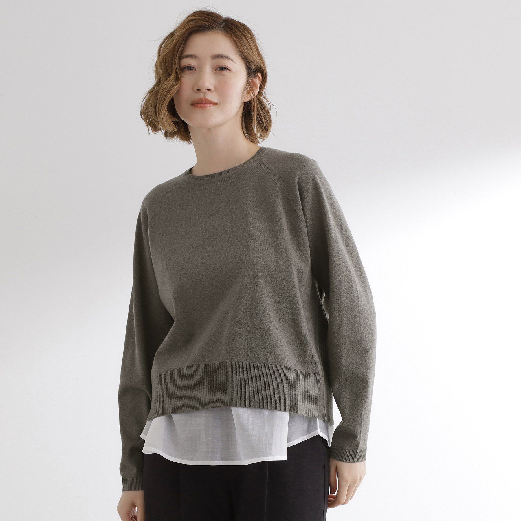 grove「最終お値下げ！！【洗える/毛玉軽減】天竺ラグランスリーブプルオーバー」|ニット・セーター|