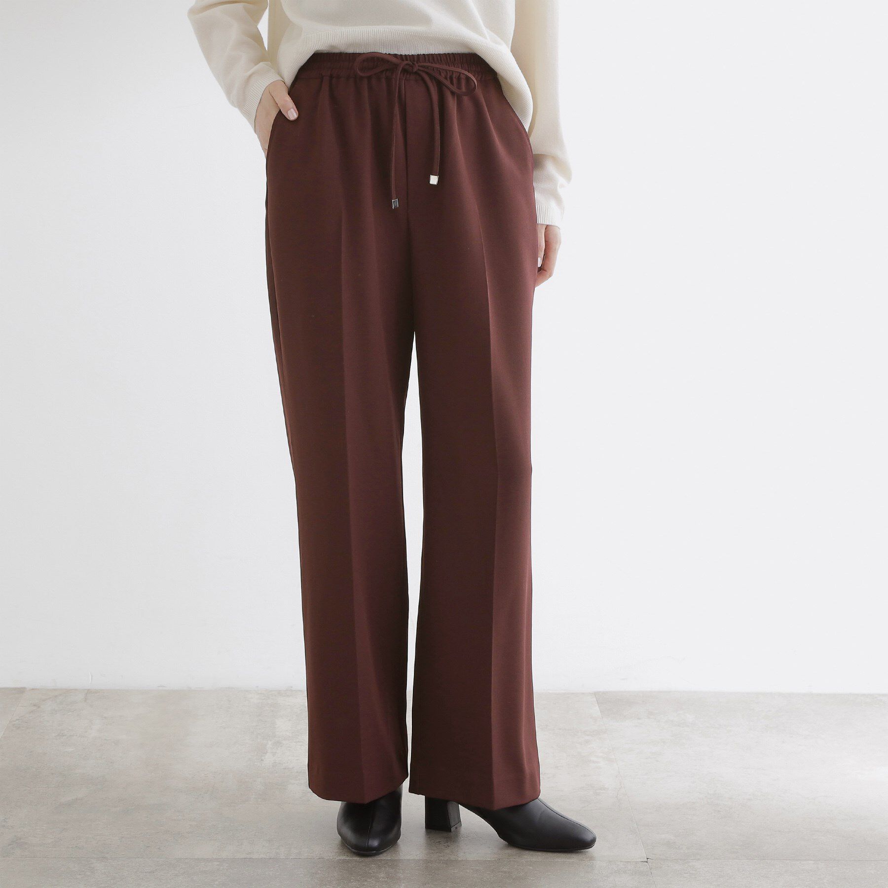 grove「すっきりもリラックスも叶える　ウエストイージー美脚フレアパンツ」|その他|ブラウン(044)