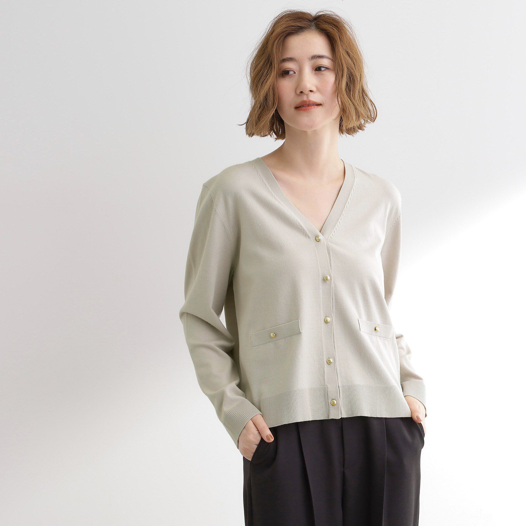 grove「【アンサンブル対応】金ボタンVネックカーディガン」|カーディガン|