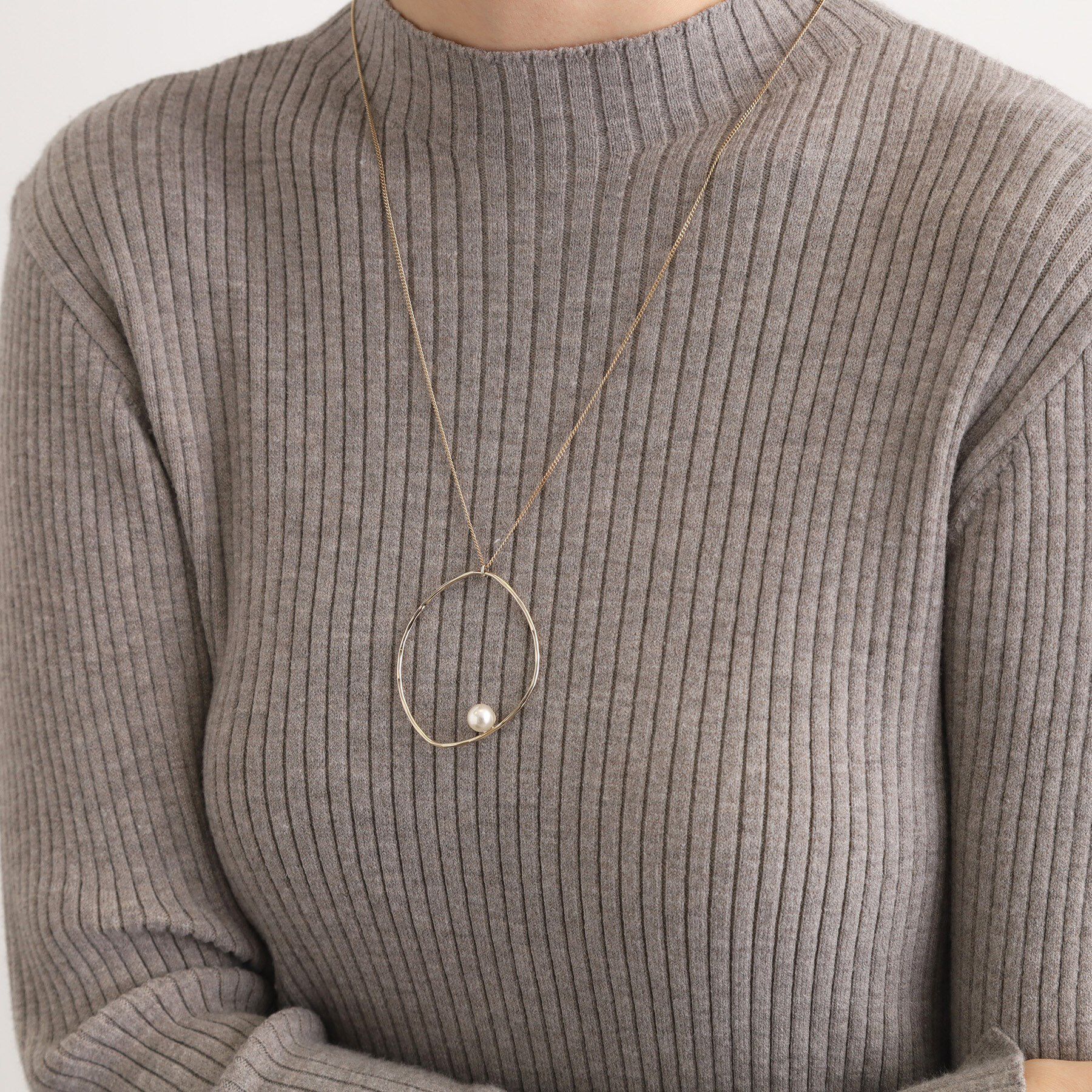 grove「メタルビッグリングフェイクパールネックレス」|ネックレス|