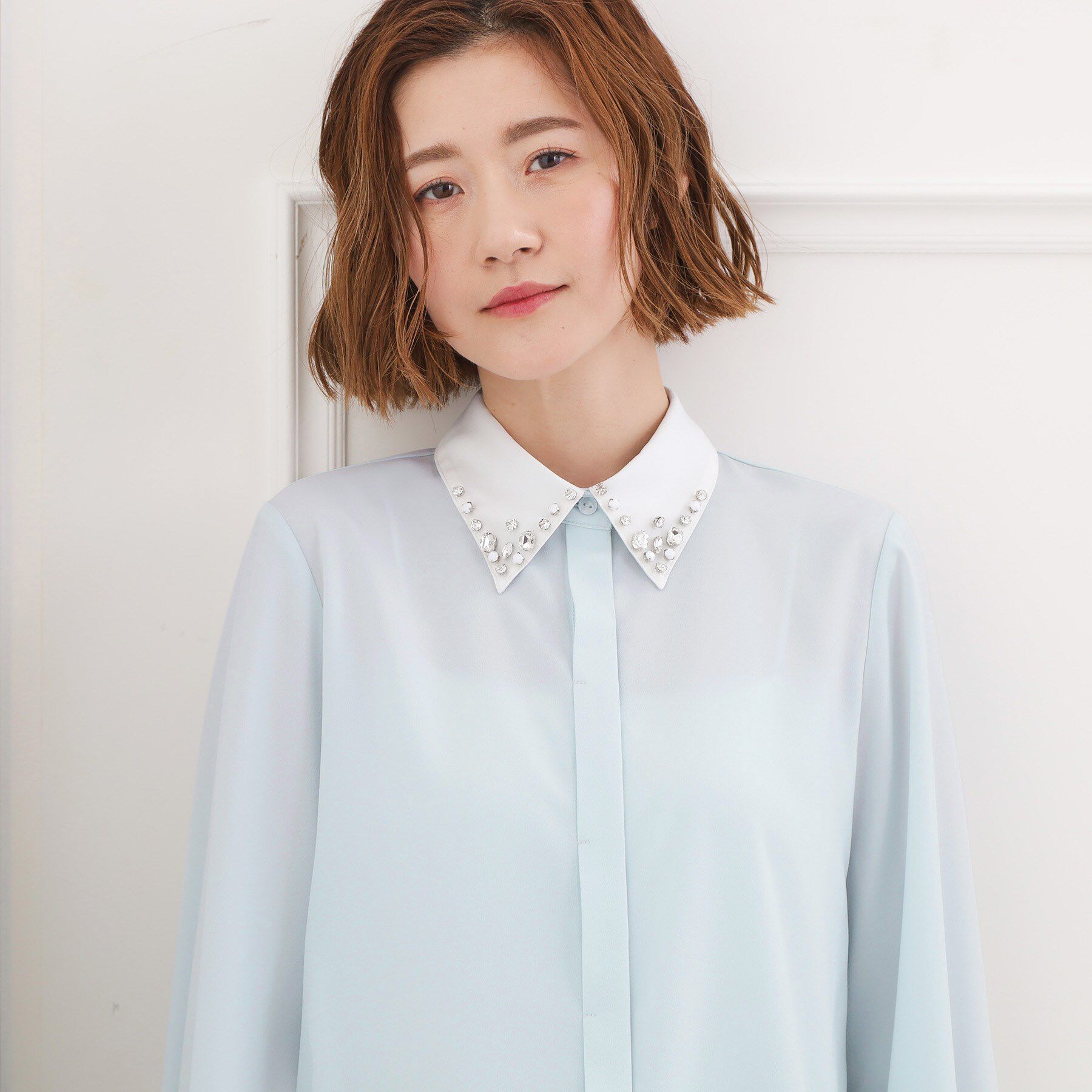 grove「ビジューカラー とろみシャツ」|シャツ・ブラウス|