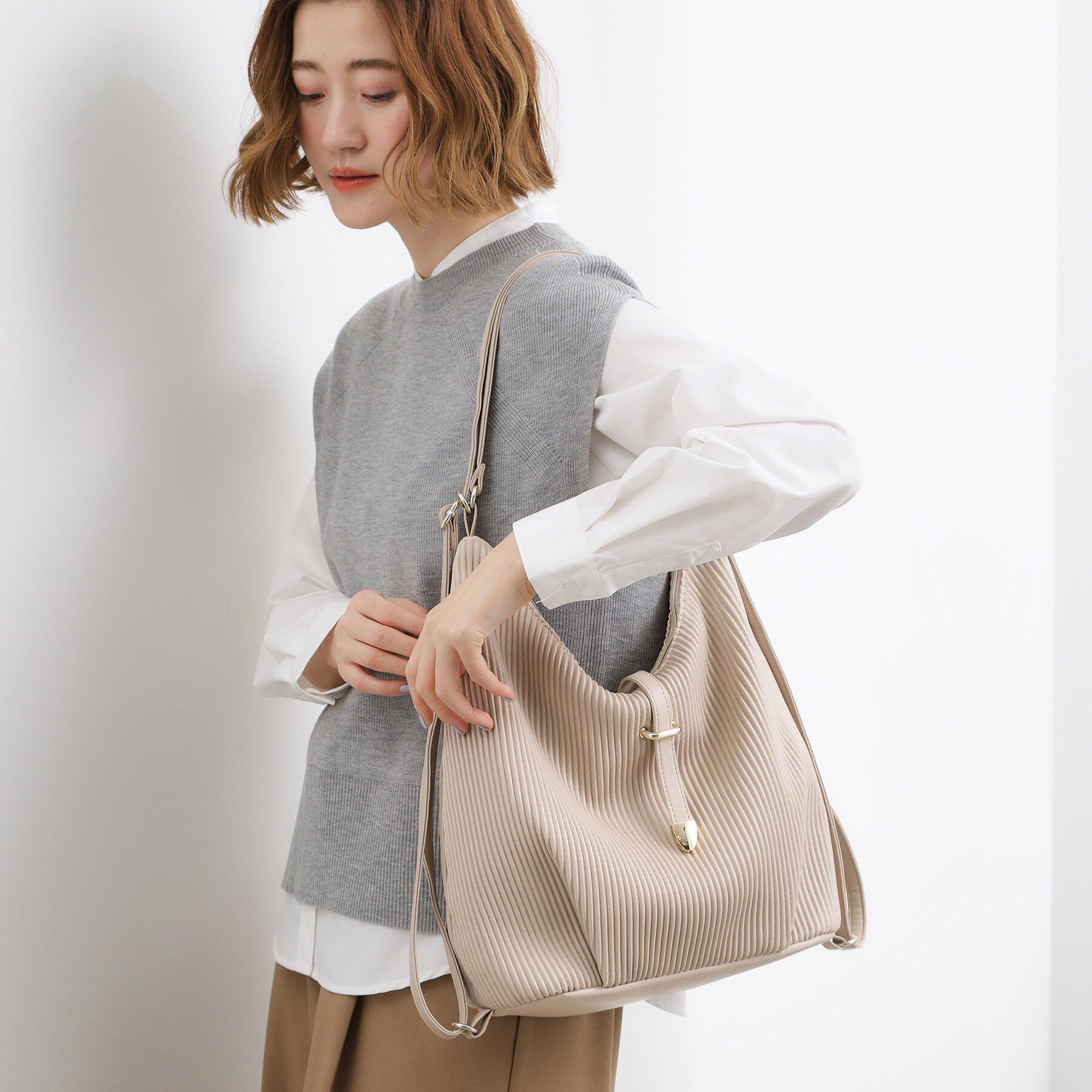 grove「プリーツベルト3WAYショルダー」|ショルダー・メッセンジャー|