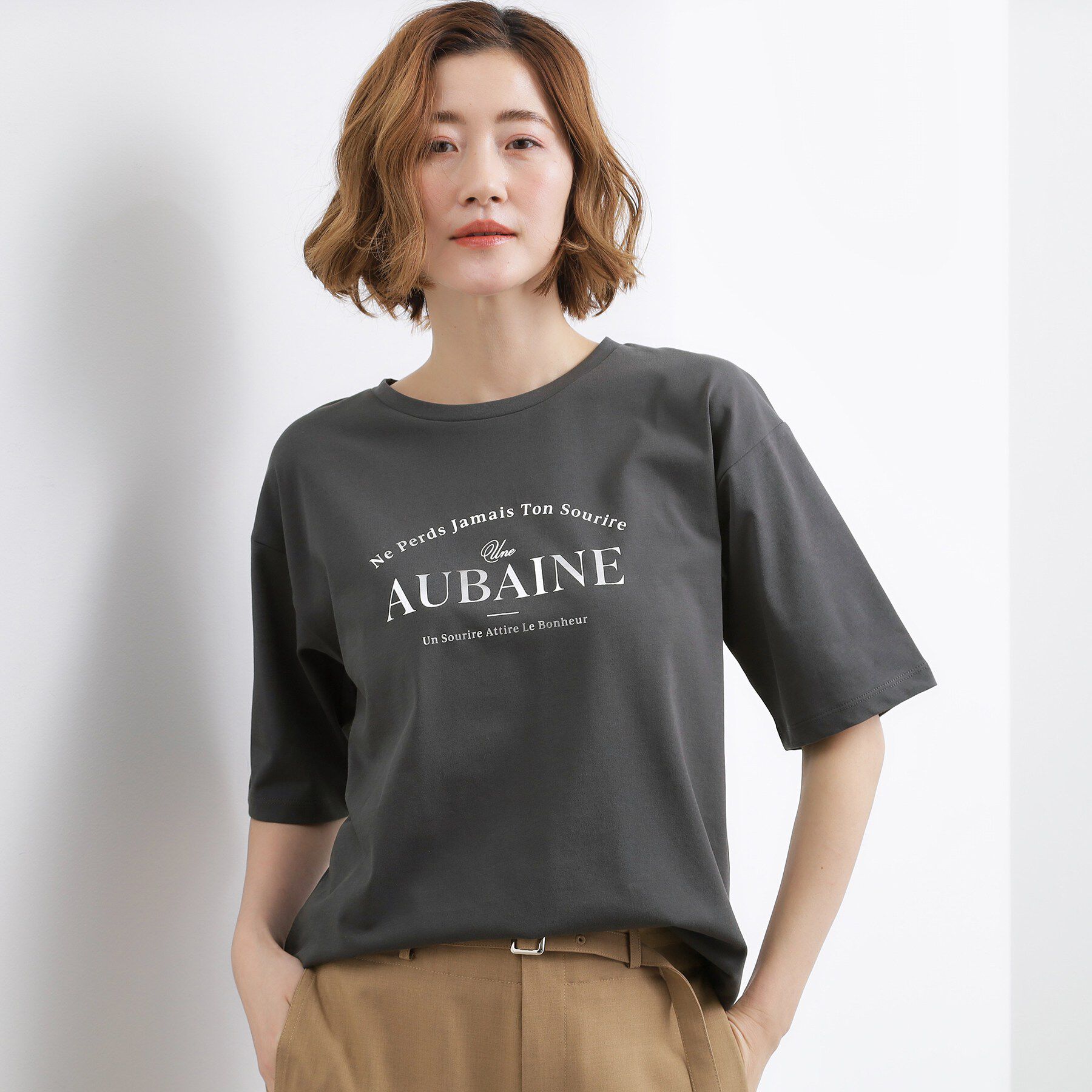 grove「【UVカット/接触冷感】プリントアソート5分袖Tシャツ」|Tシャツ・カットソー|箔チャコール(014