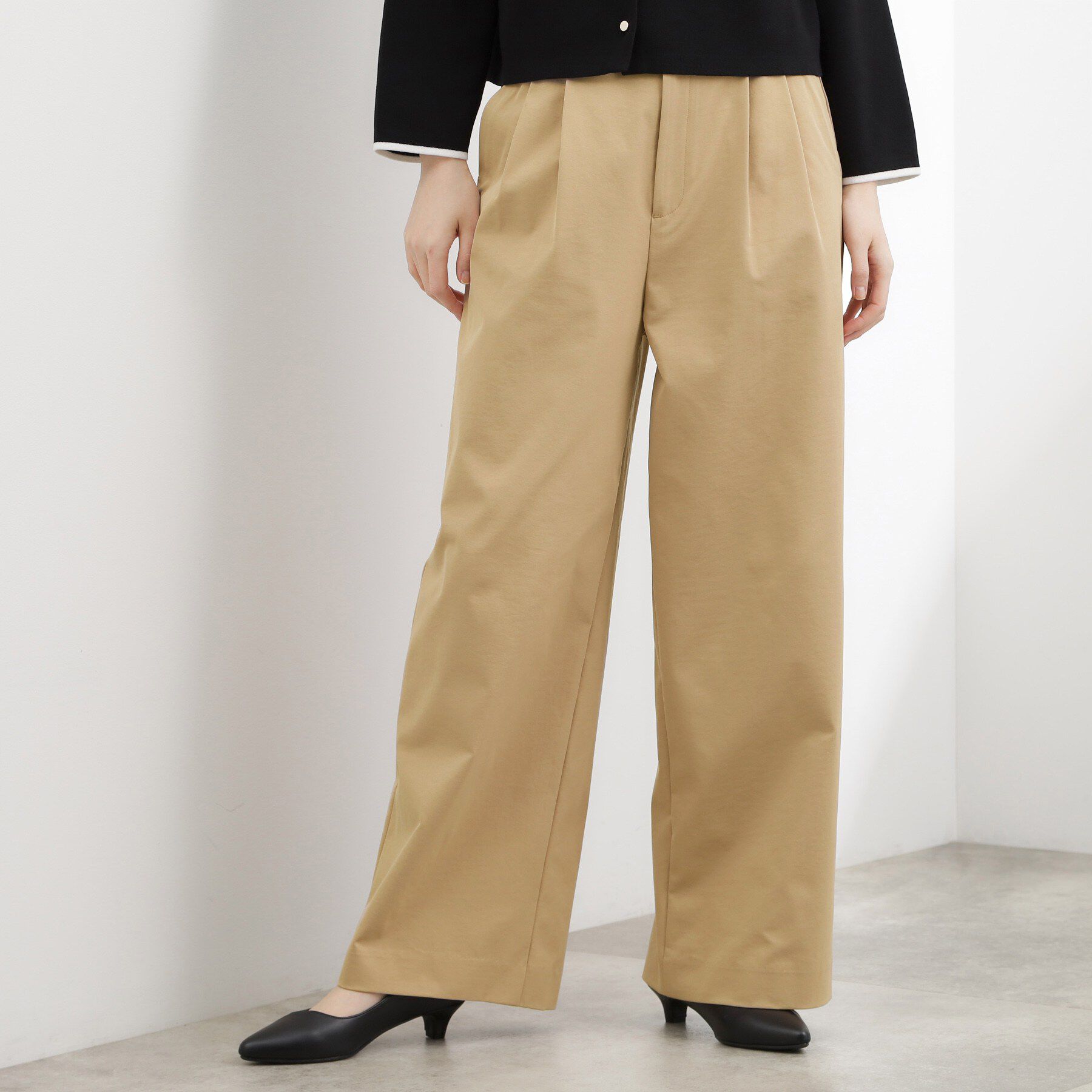 grove「ツータック ワイドチノパンツ」|その他|ベージュ(052)