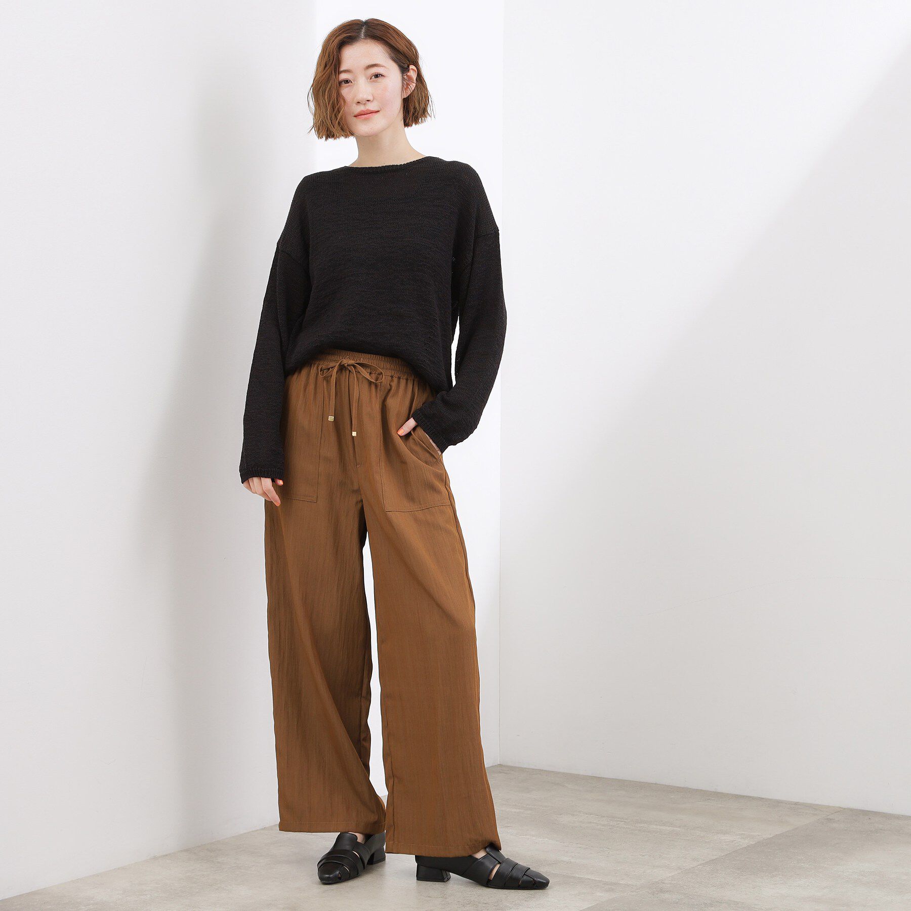 grove「【貴島明日香さん着用・大人のリラックススタイル】テープヤーン ボートネックニット」|ニット・セーター|