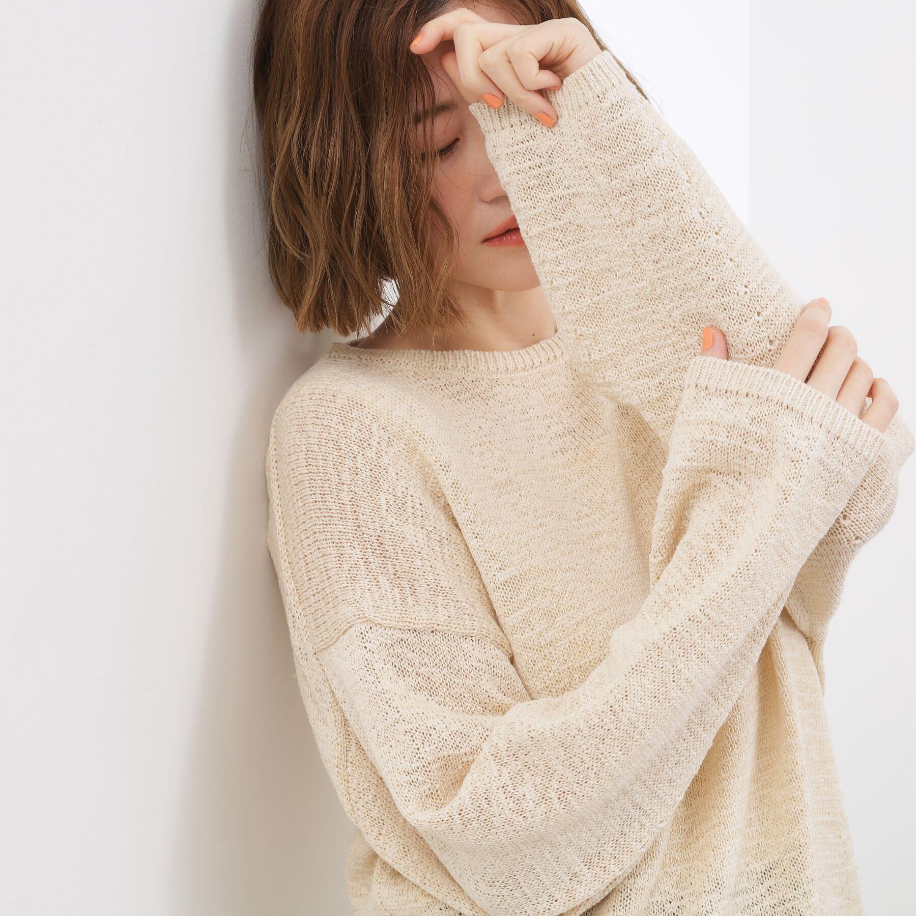 grove「【貴島明日香さん着用・大人のリラックススタイル】テープヤーン ボートネックニット」|ニット・セーター|