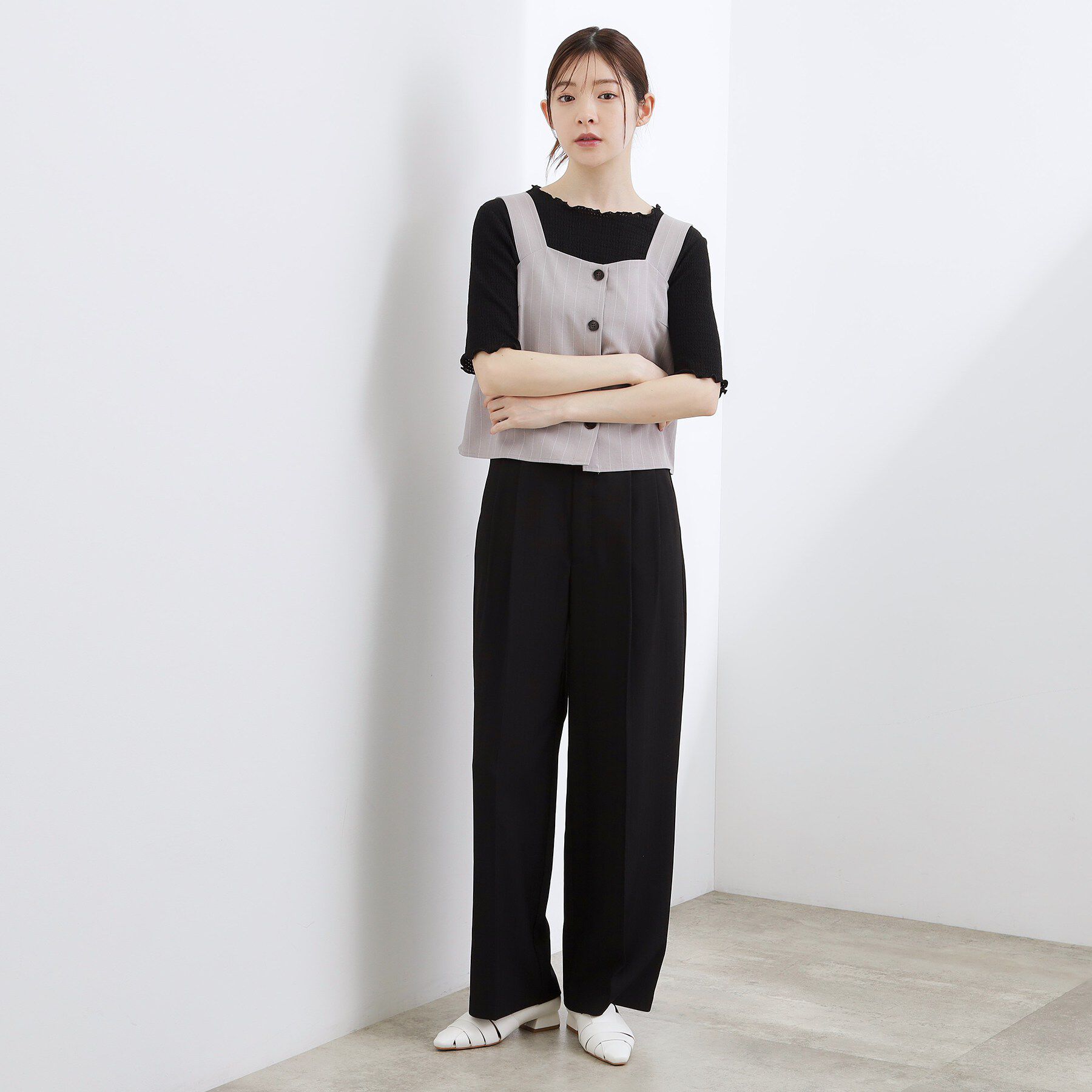 grove「【貴島明日香さん着用】リネンライクストライプワイドパンツ」|その他|