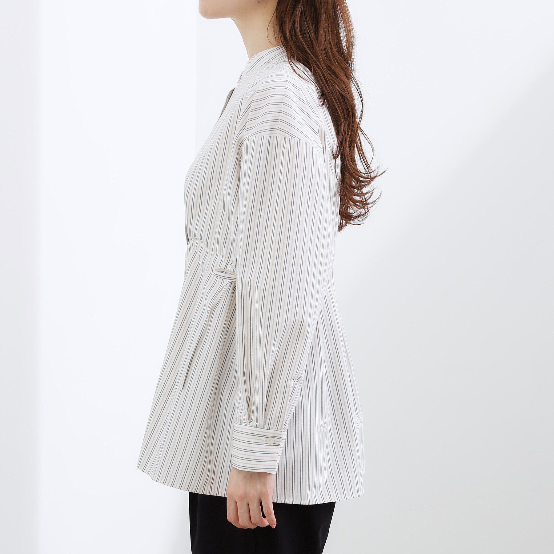 grove「【体型カバー】ウエストタック スタンドネックシャツ」|シャツ・ブラウス|