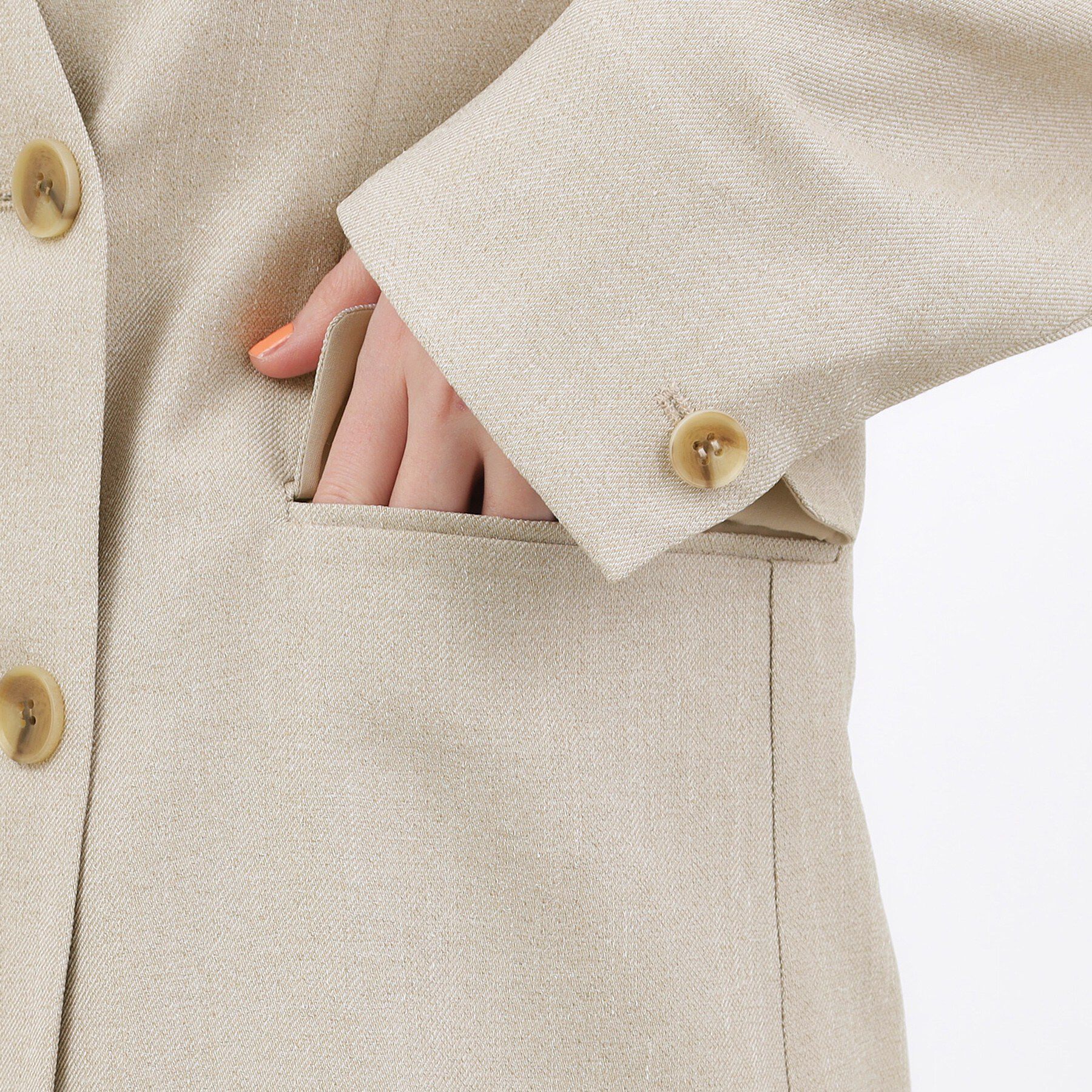 grove「【貴島明日香さん着用】リネンライクカラーレスジャケット」|ノーカラージャケット|