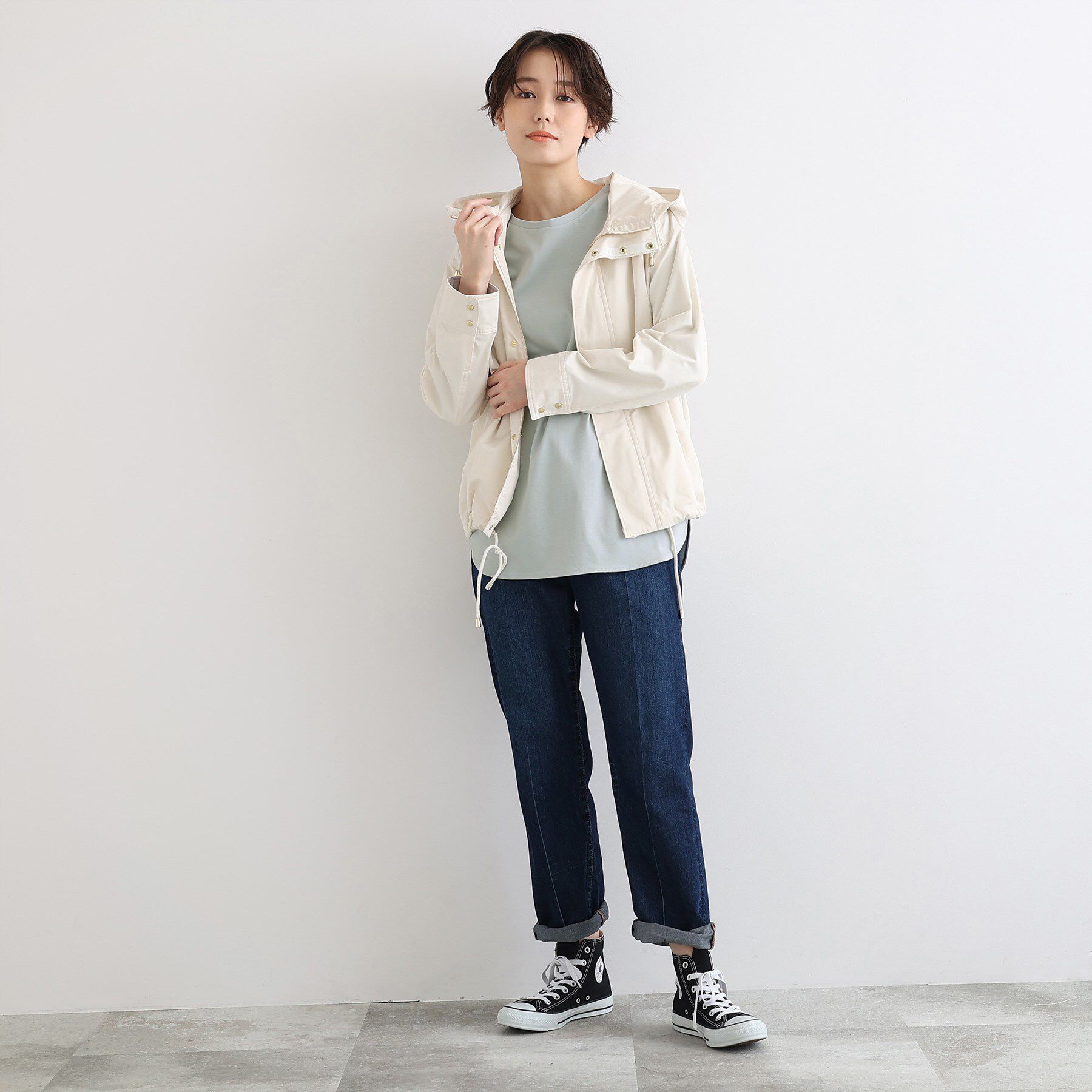 INDIVI「【洗える／コットン100％】ラウンドヘムシンプルカットソー」|Tシャツ・カットソー|