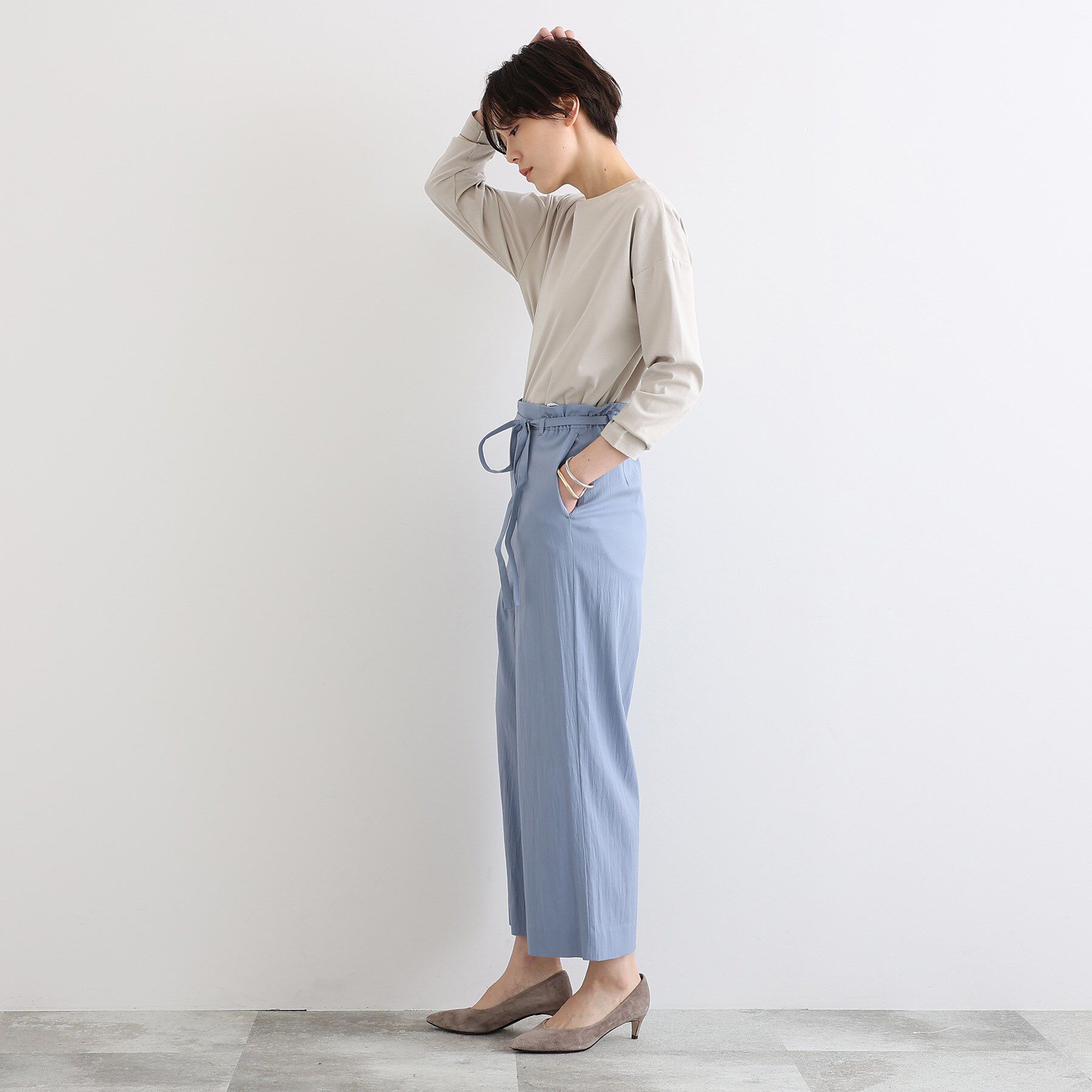 INDIVI「【洗える／コットン100％】ラウンドヘムシンプルカットソー」|Tシャツ・カットソー|