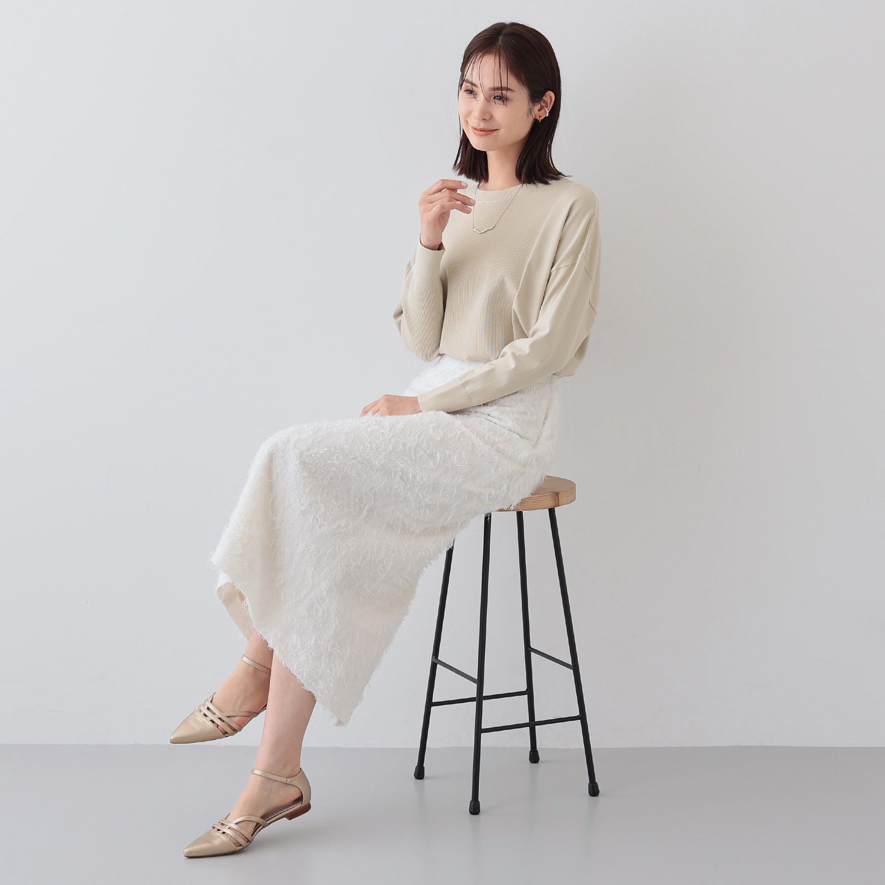 INDIVI「【洗える】アシメデザイン ドルマンスリーブニット」|ニット・セーター|