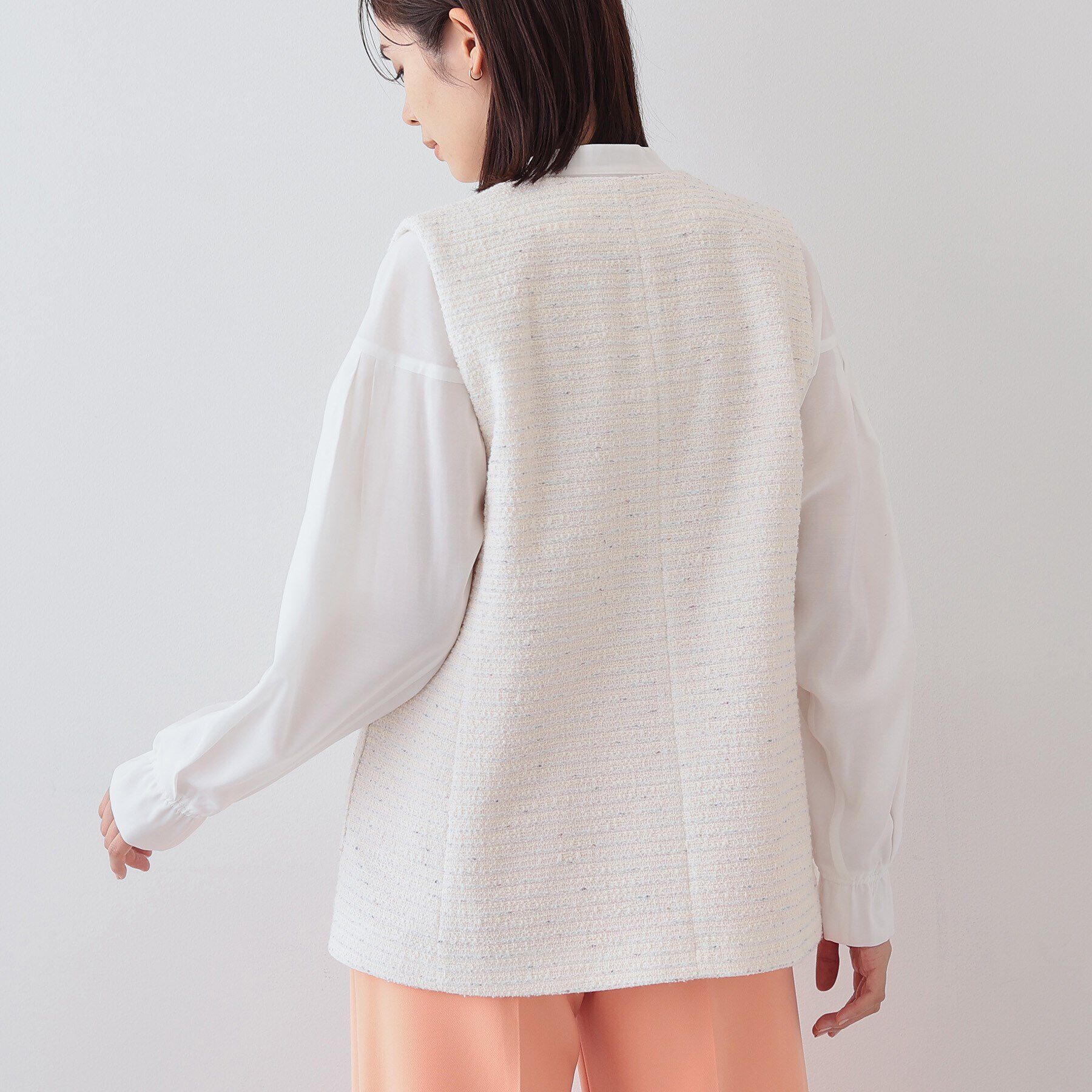 INDIVI「【2点セット／UVケア】ツイードジレ＆ボウタイブラウス カセット服」|その他|