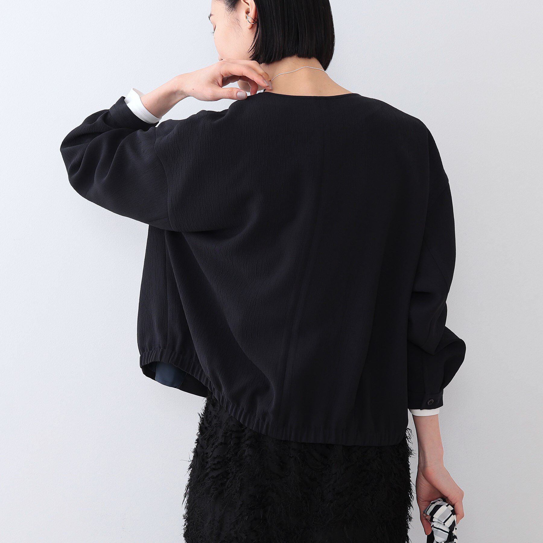 INDIVI「【洗える】凹凸素材シンプルブルゾン」|ブルゾン・スタジャン|