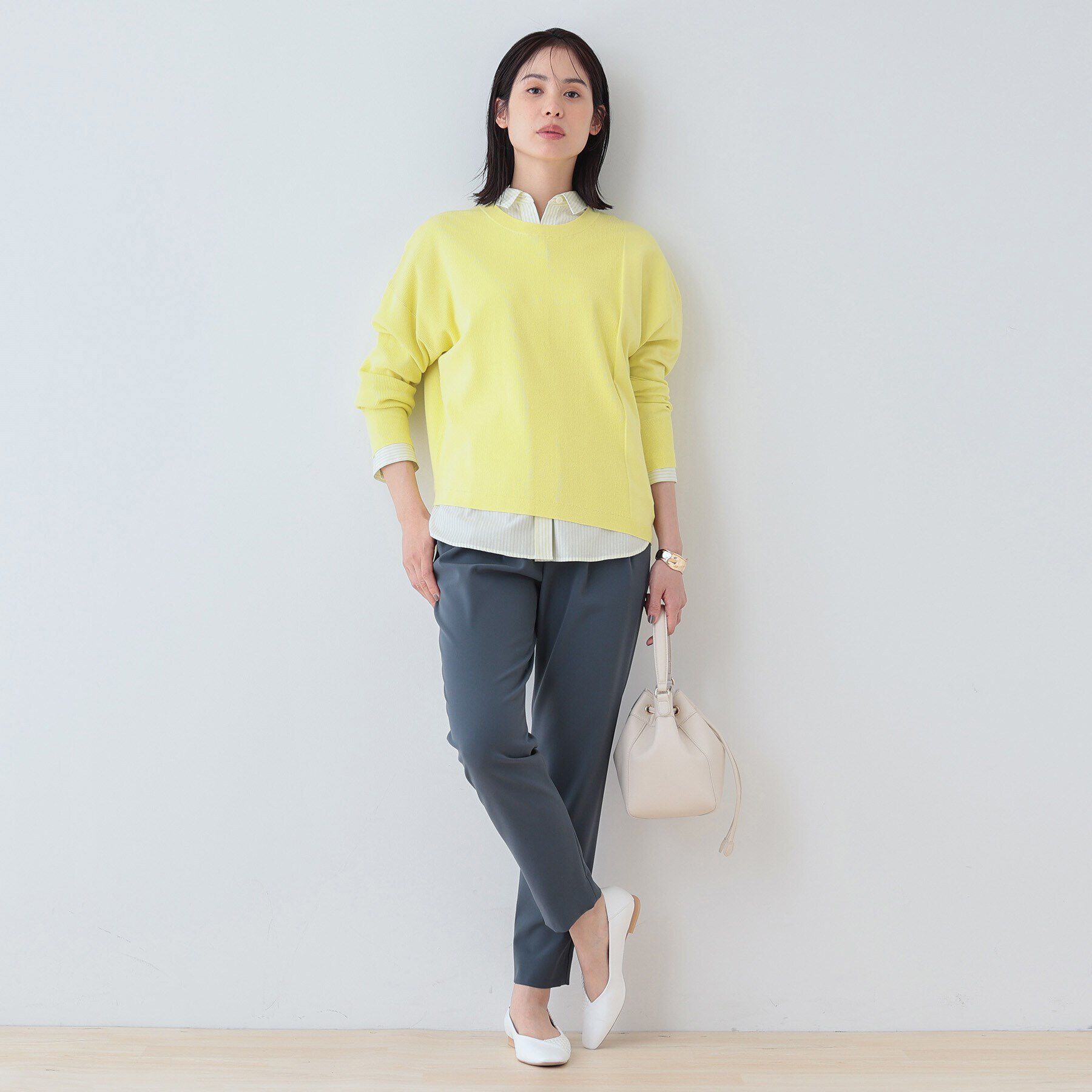 INDIVI「【褒められパンツ】ストレッチ タックテーパードパンツ」|その他|