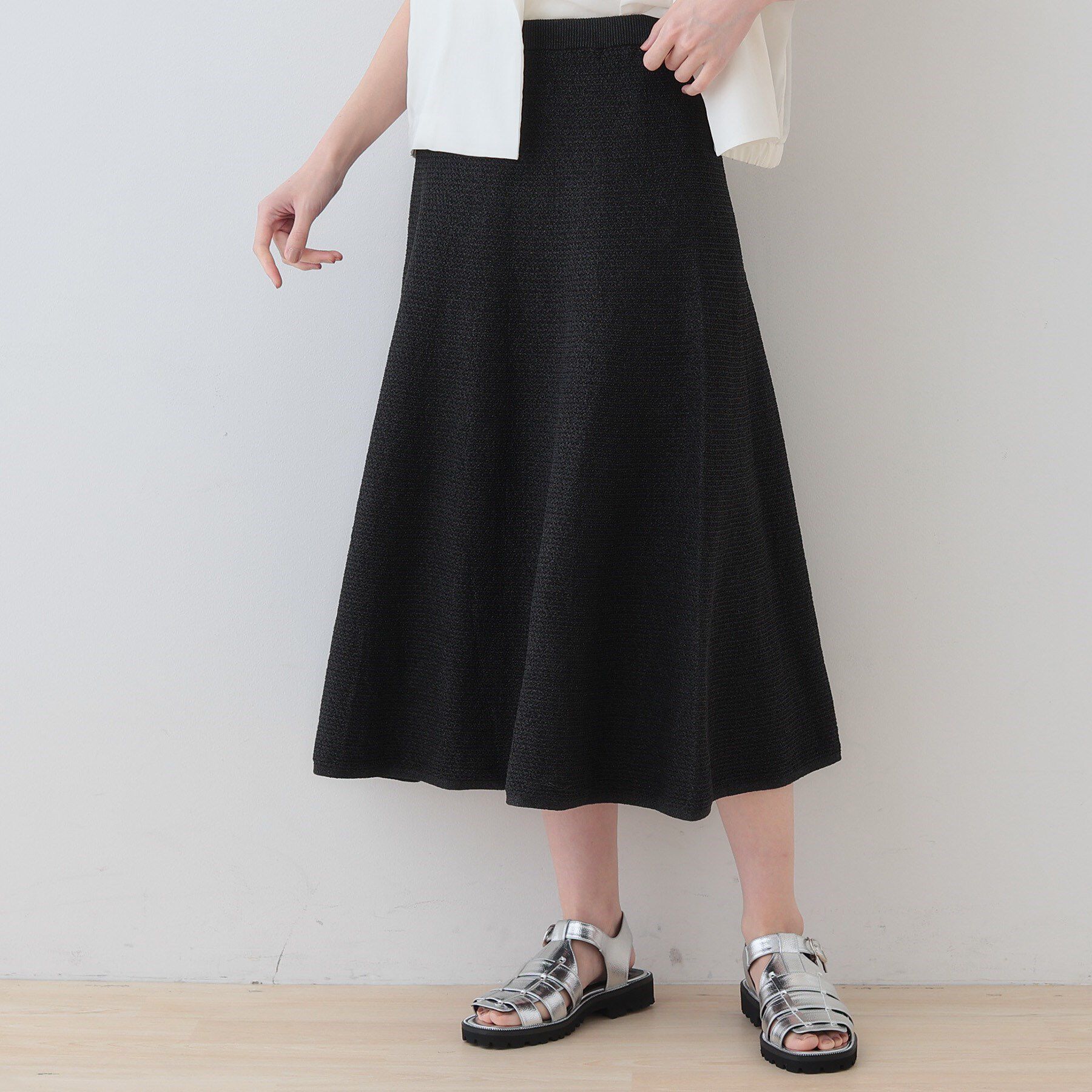 INDIVI「【洗える／和紙混素材／SETUP可能】フレアスカート」|スカート|