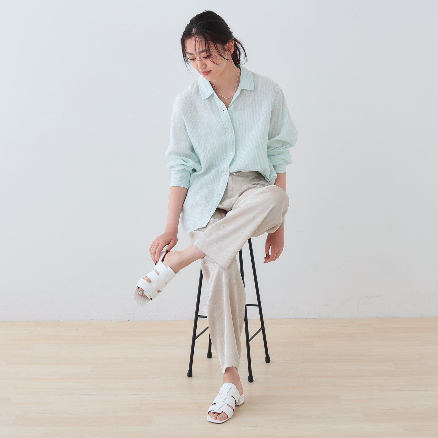 INDIVI「【毎年人気！／フレンチリネン】ベーシックシャツ」|シャツ・ブラウス|