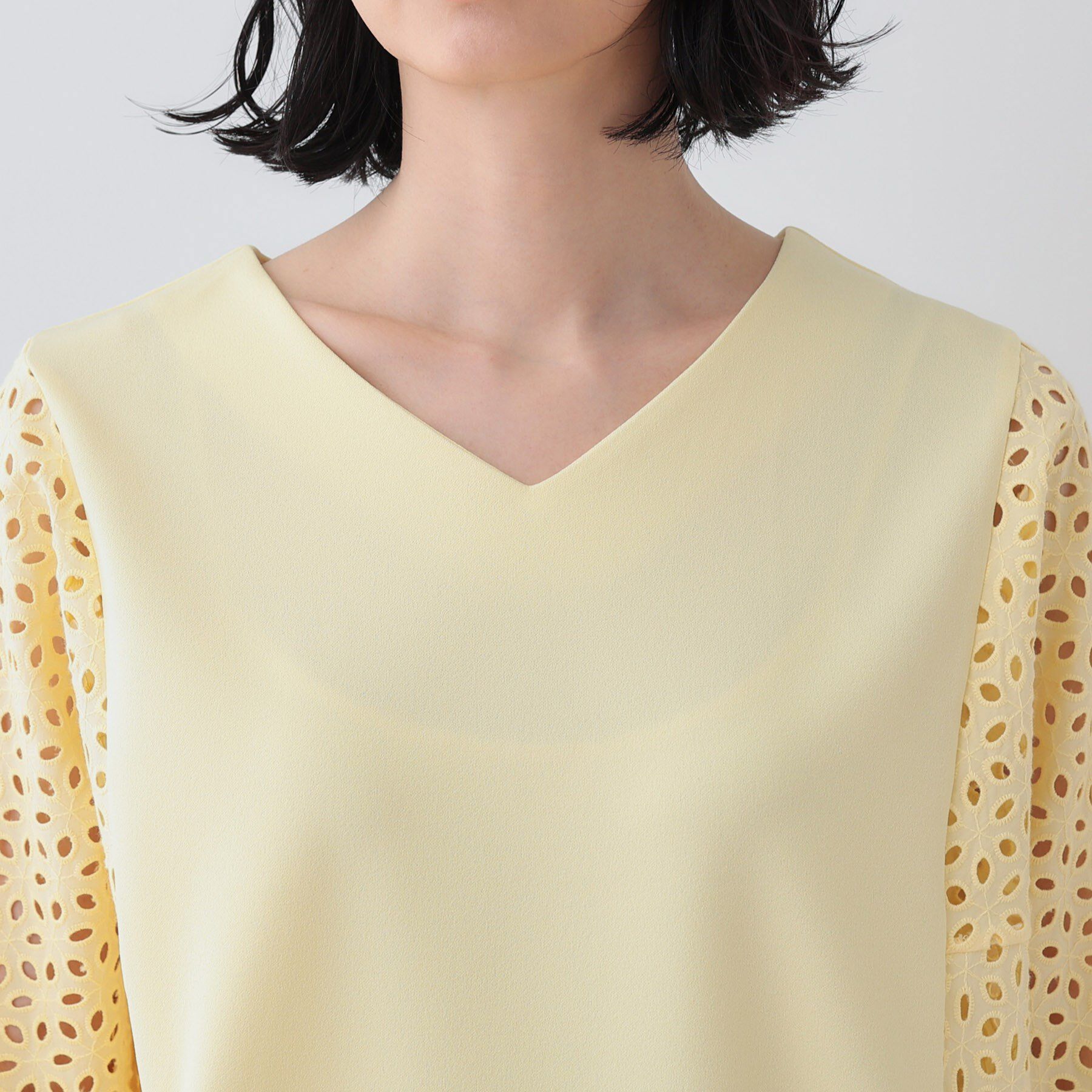 INDIVI「【洗える／体型カバー】レースコンビトップス」|Tシャツ・カットソー|