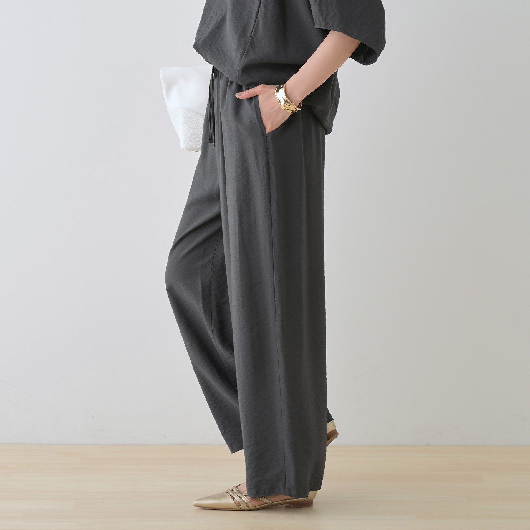 INDIVI「【洗える／UVケア／SETUP可能】ドロストワイドパンツ」|その他|