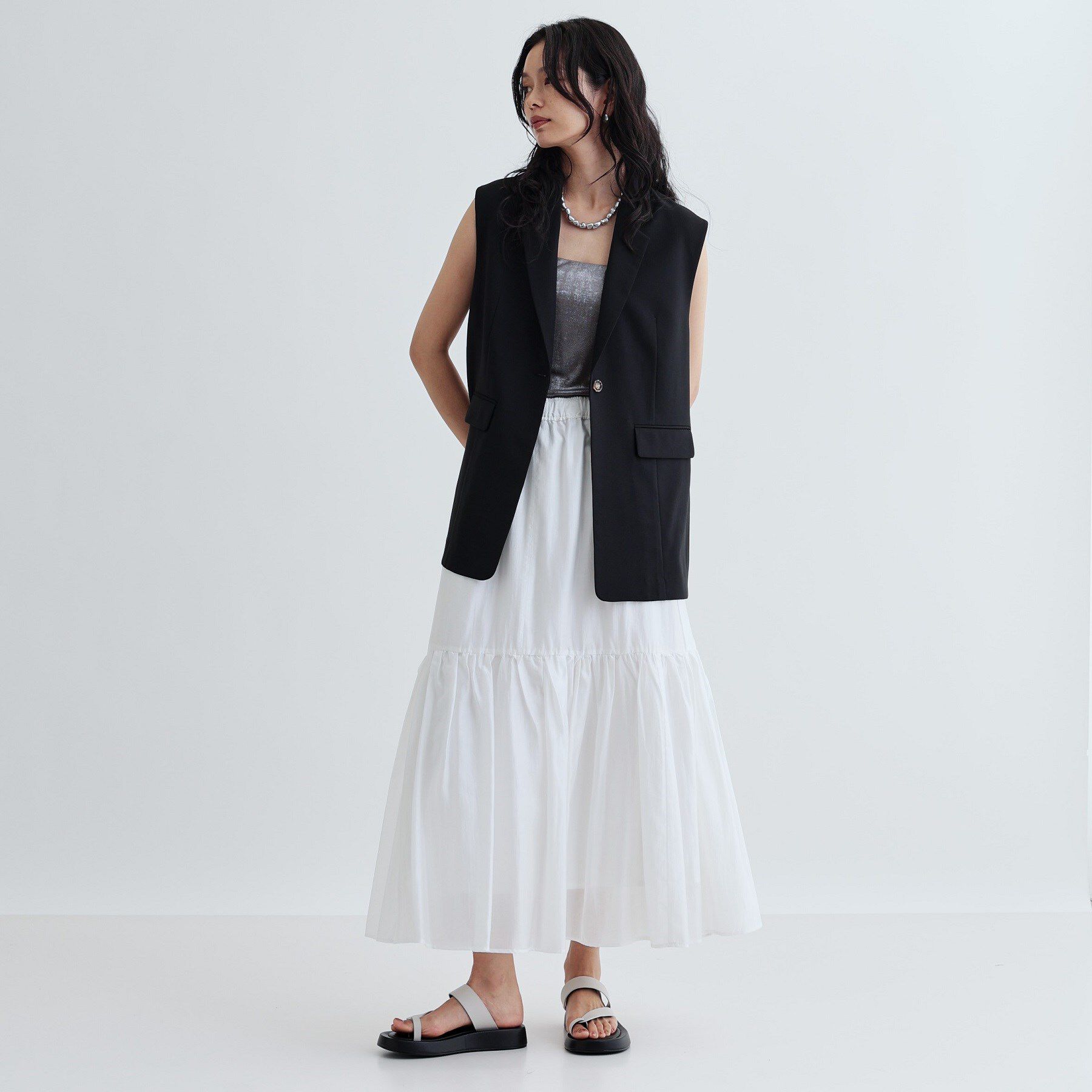 GALLEST「【セットアップ対応】リネンライクジレジャケット【カセット服/通勤・オフィス】」|ベスト・ジレ|