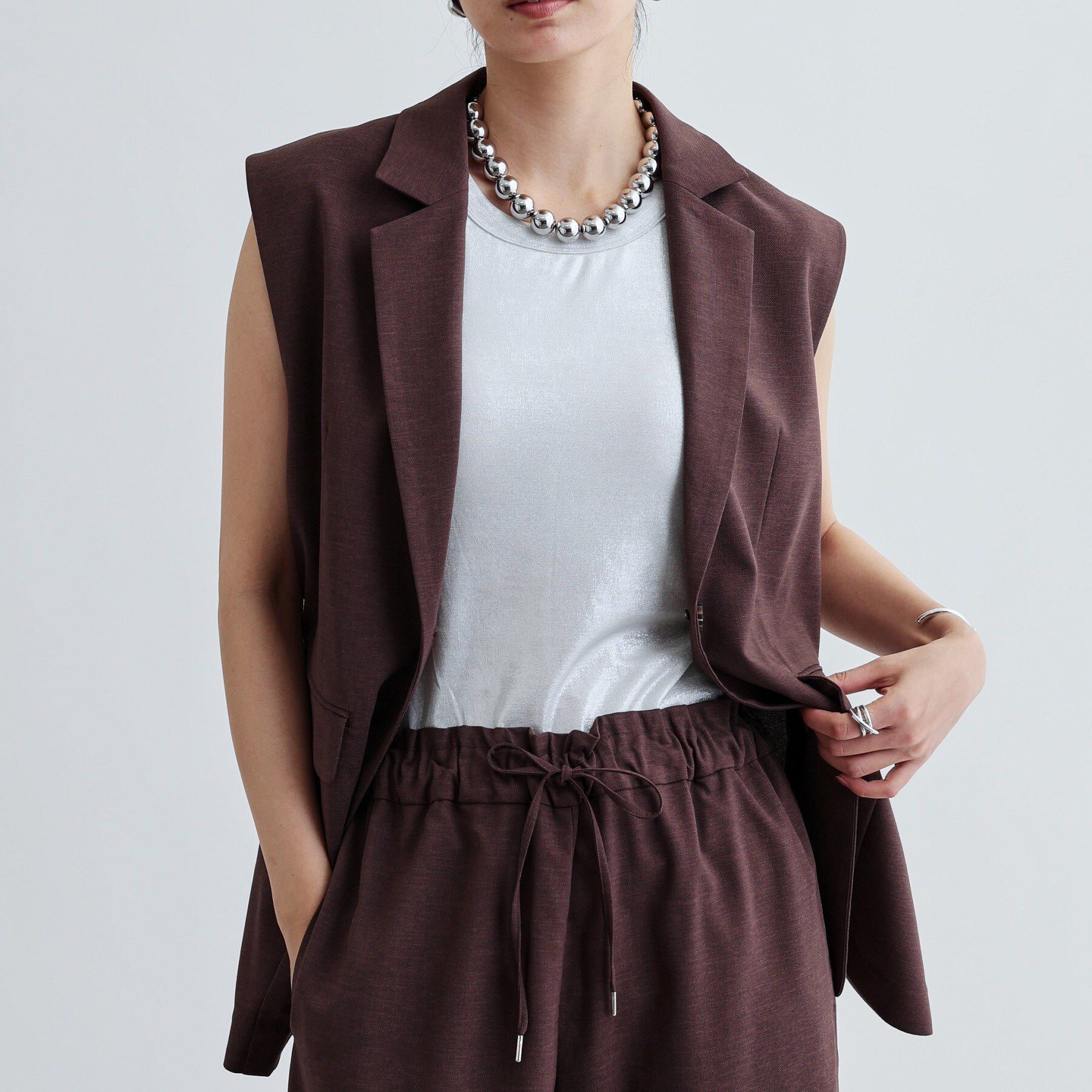 GALLEST「【セットアップ対応】リネンライクジレジャケット【カセット服/通勤・オフィス】」|ベスト・ジレ|