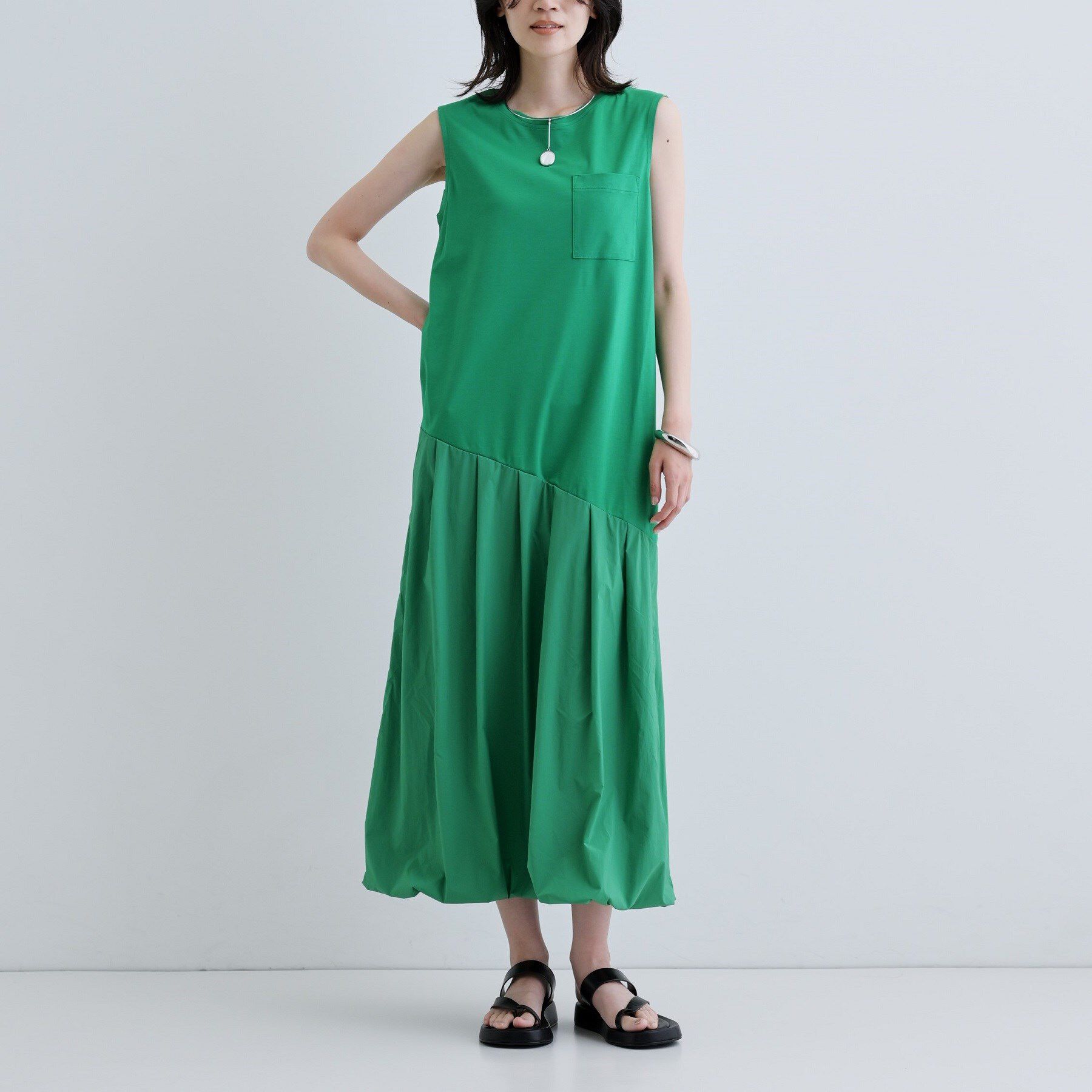 GALLEST「バルーン切替ワンピース」|ワンピース|グリーン(022)