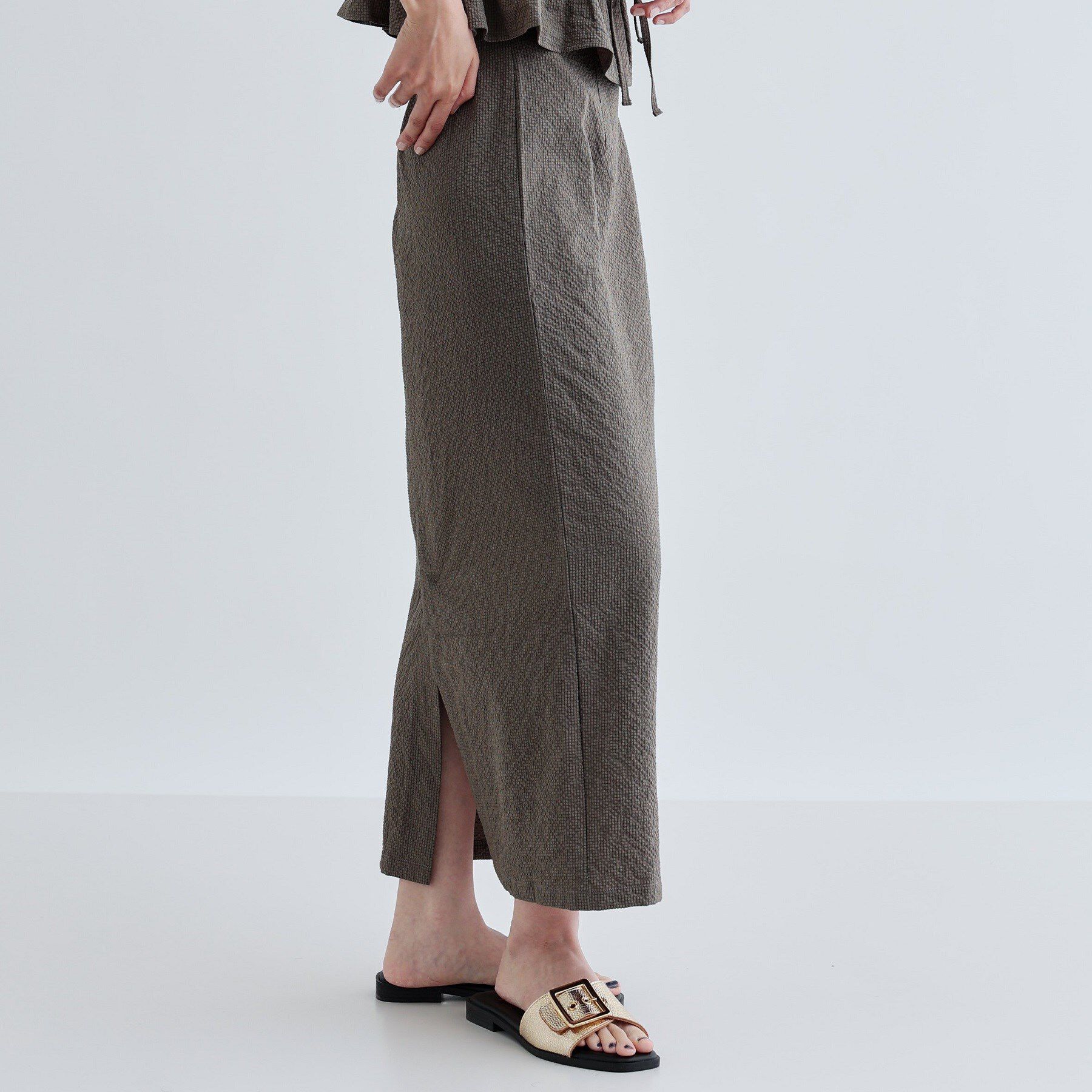 GALLEST「【セットアップ可能】スクエアサッカースリットスカート【洗える/カセット服】」|スカート|