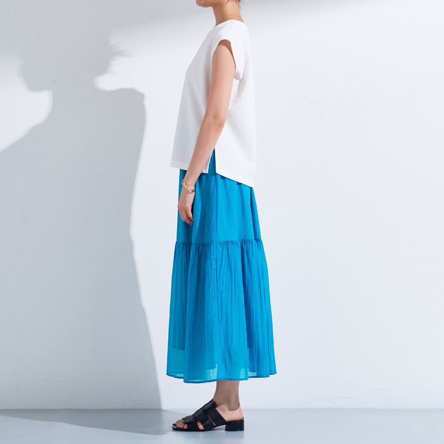 INDIVI「【2点セット／着回し◎】ノースリーブ＆ティアードスカート カセット服」|ワンピース|