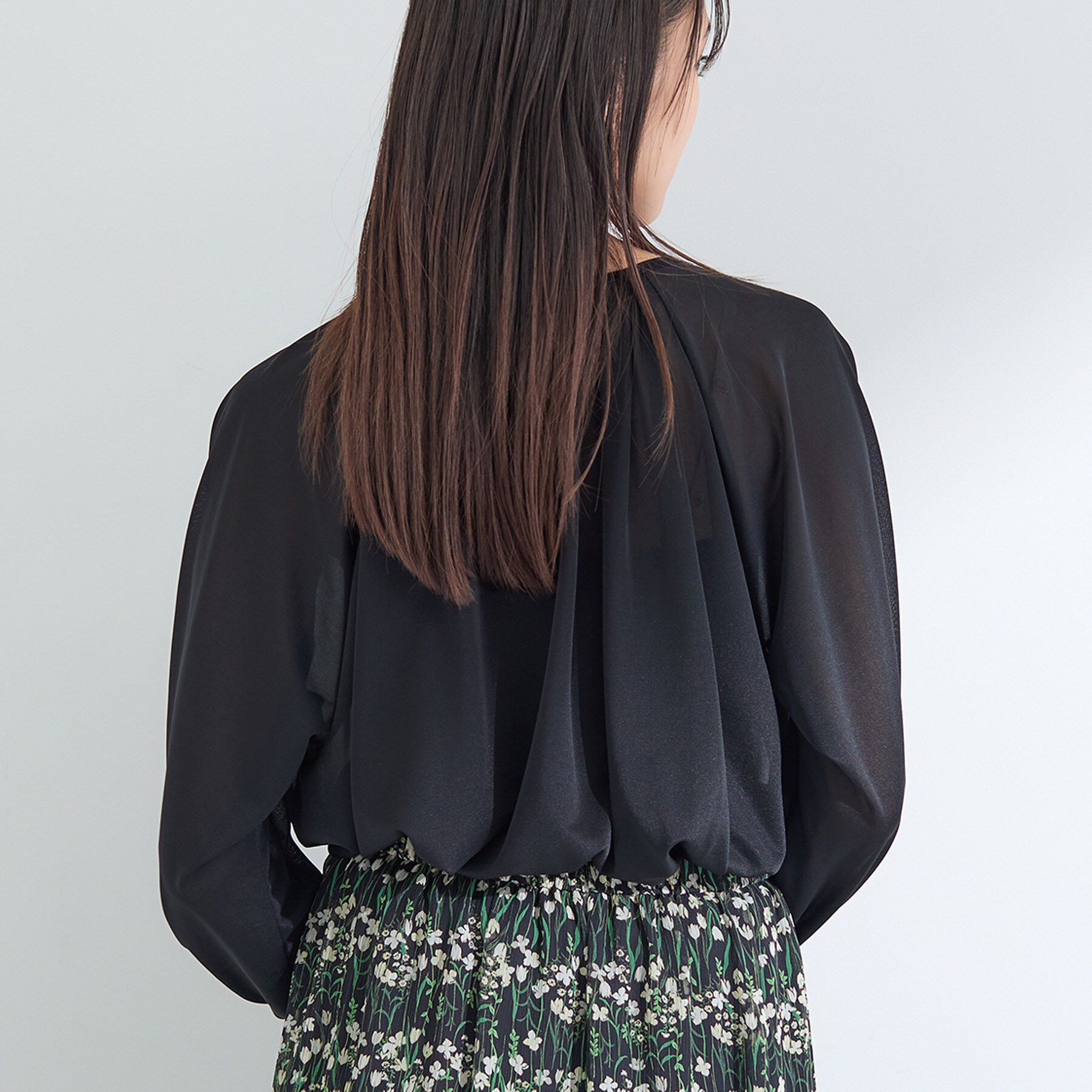 INDIVI「【体型カバー／マシンウォッシュ対応】シアージャージトップス」|Tシャツ・カットソー|