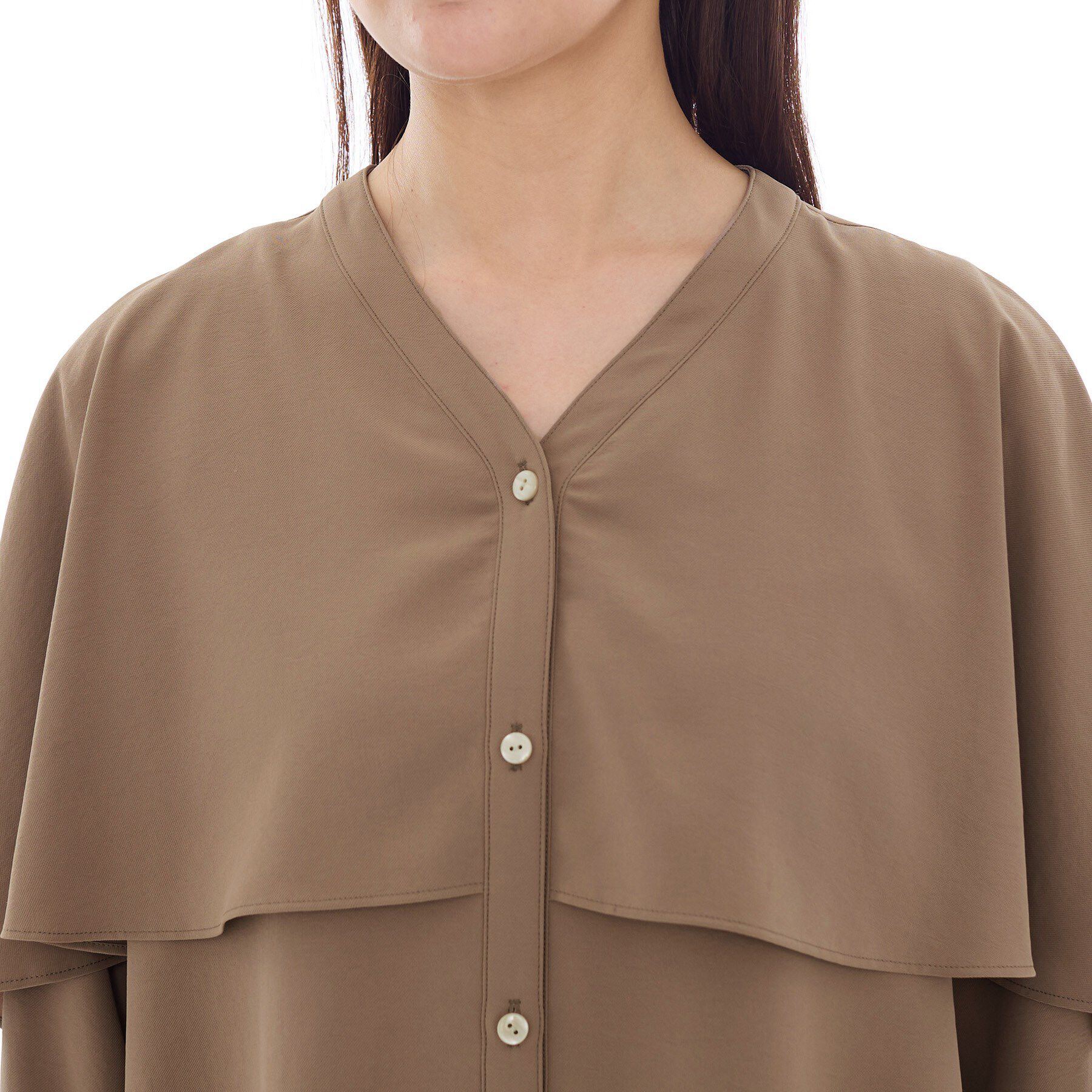 INDIVI「【羽織りとしても活躍！】ケープカラーブラウス」|シャツ・ブラウス|