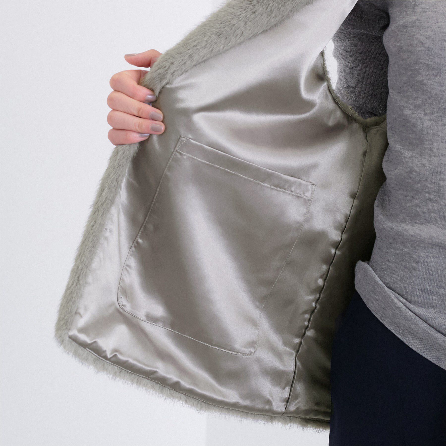 INDIVI「ミンク調フェイクファージレ」|ベスト・ジレ|