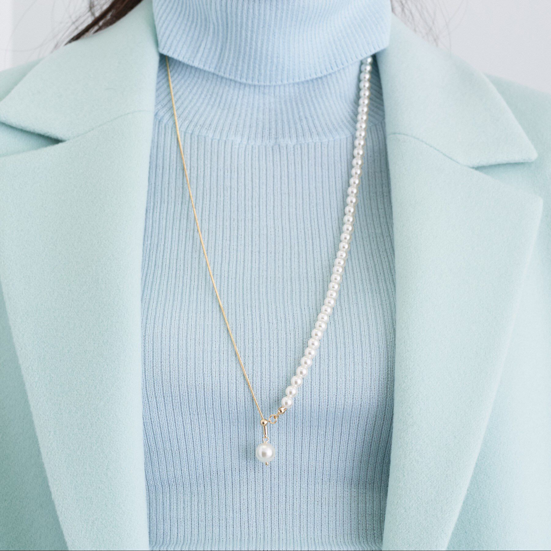 INDIVI「パール調バイカラーネックレス」|ネックレス|ゴールド(507)