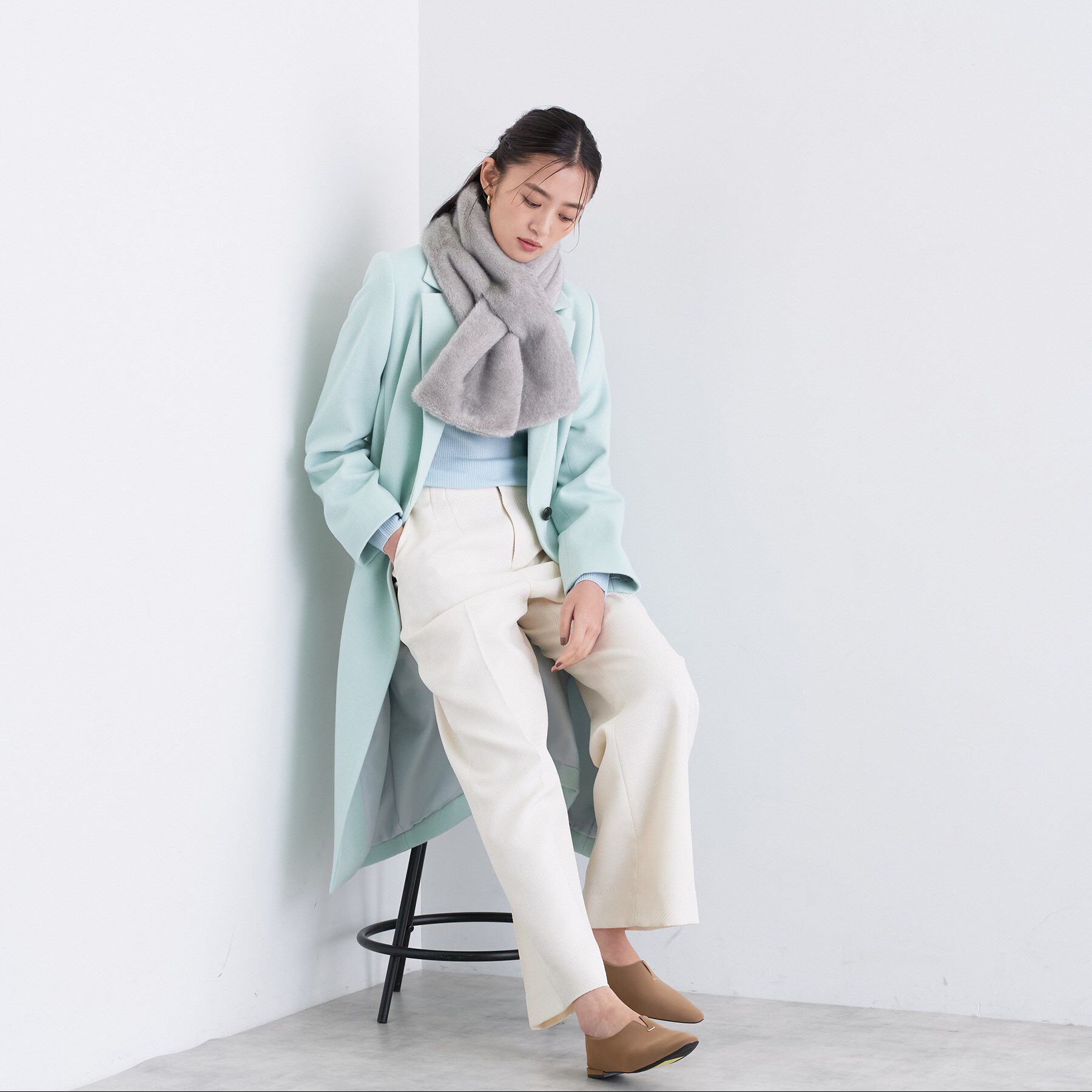 INDIVI「【リバーシブル】フェイクファーティペット」|ストール|