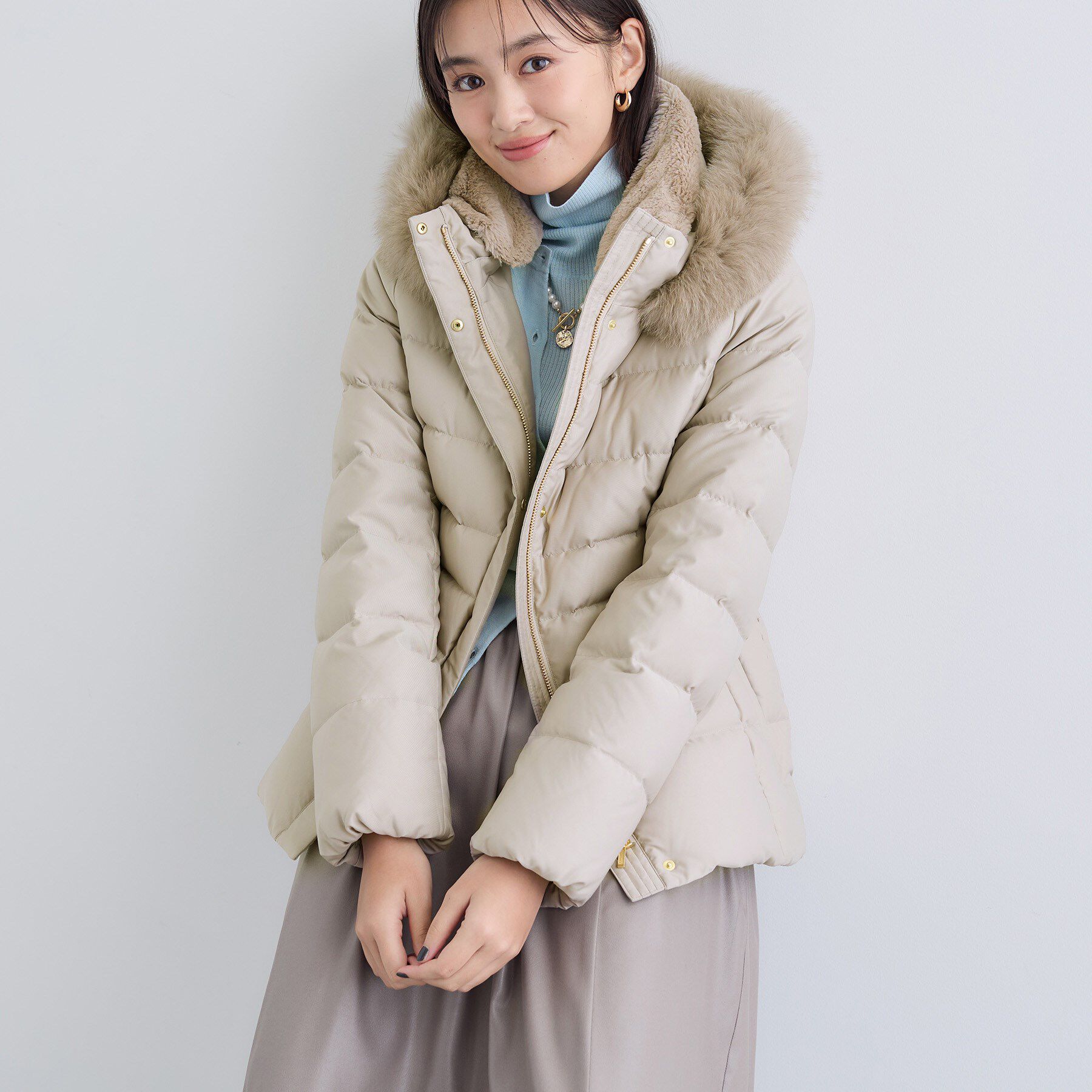 INDIVI「【名品／撥水／抗菌防臭】ショート丈リサイクルダウンコート」|ダウン|