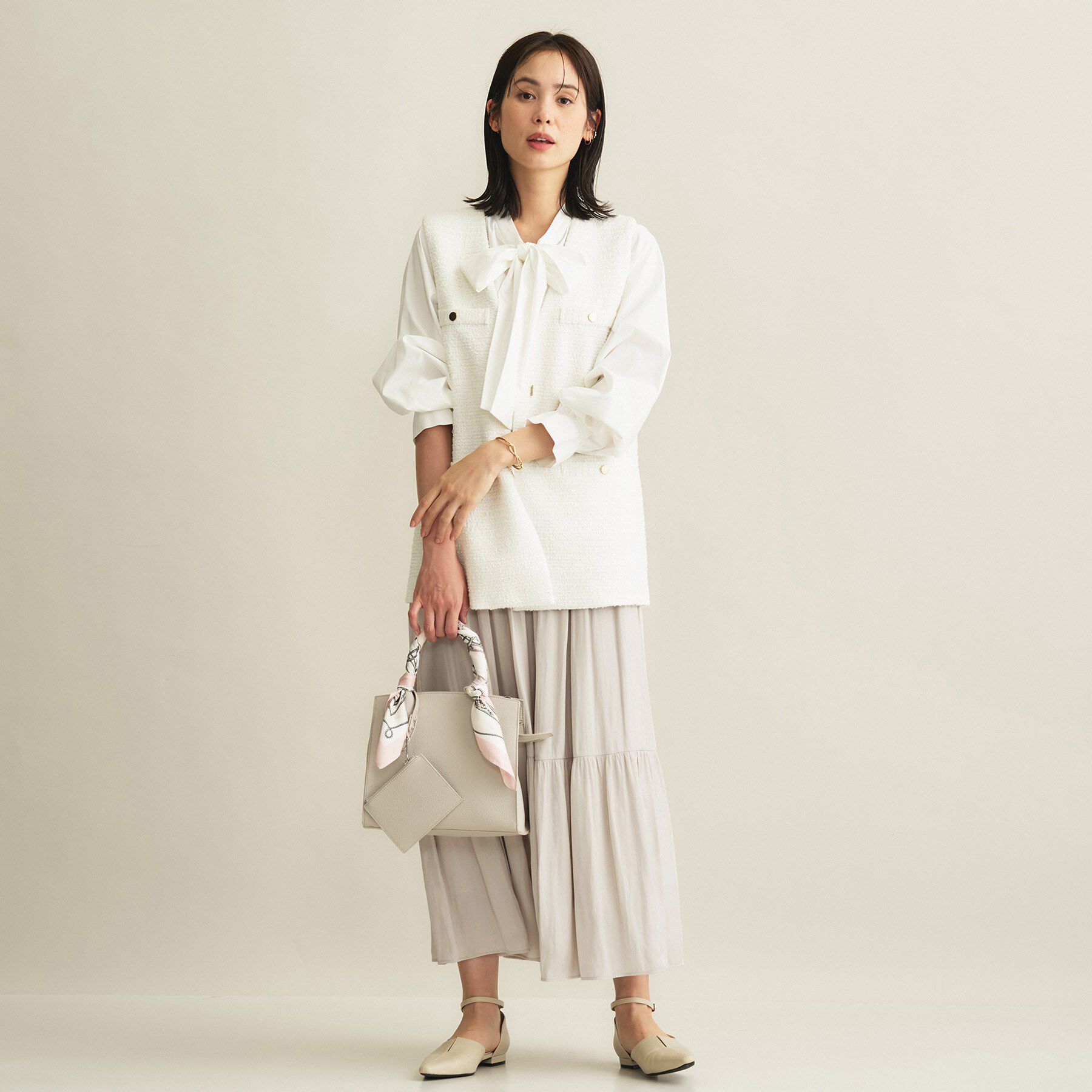 INDIVI「【洗える／丈調整可能】ギャザーフレアスカート」|スカート|