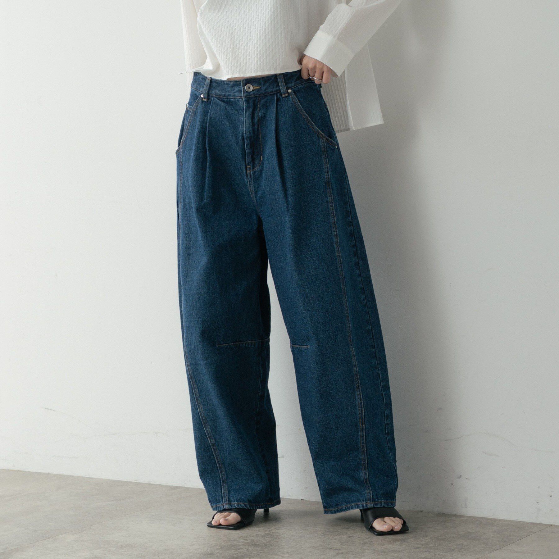 GALLEST「バレルデニムパンツ」|デニム|ネイビー(094)