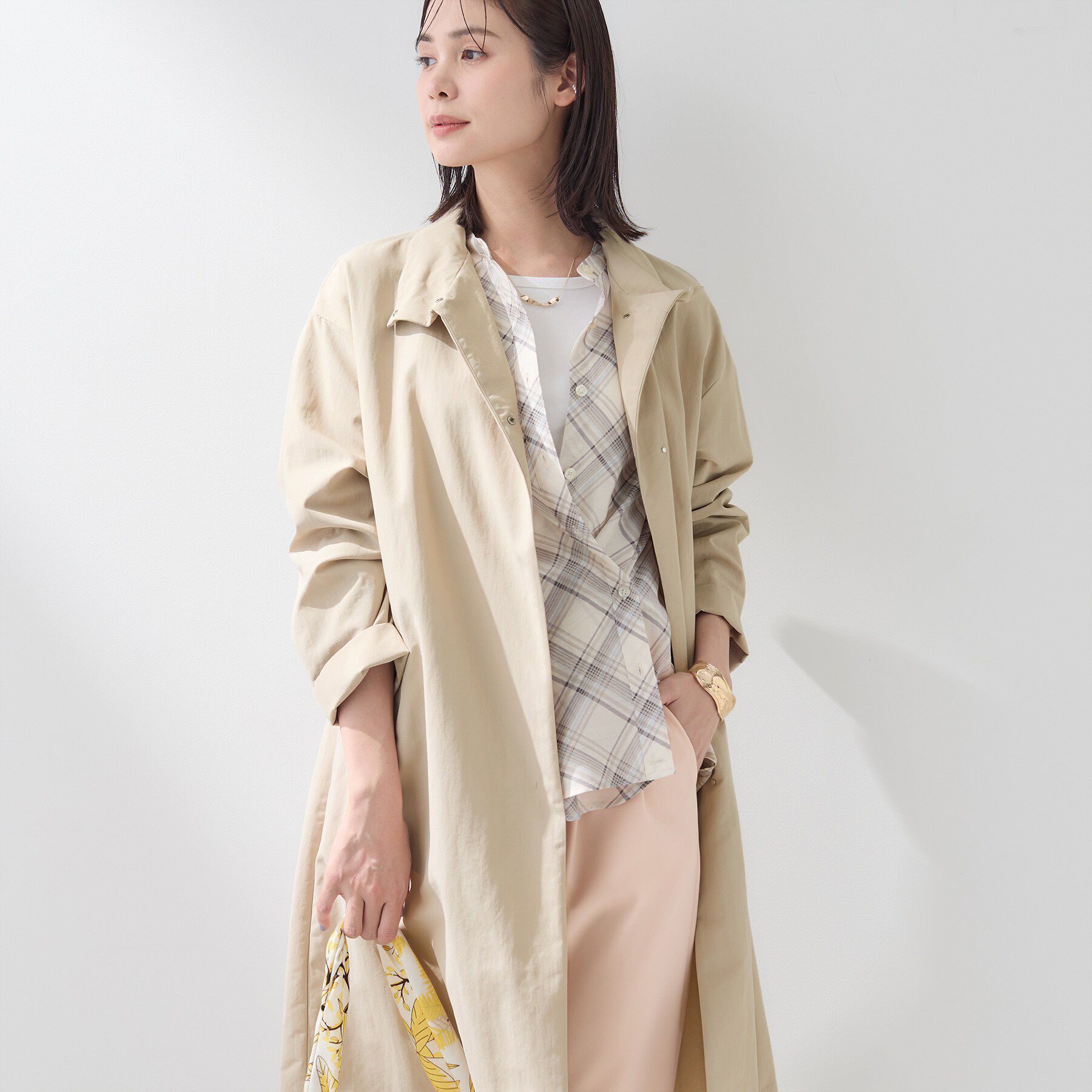 INDIVI「【撥水／軽量】ミニマル スタンドカラーコート」|その他|ベージュ(052)