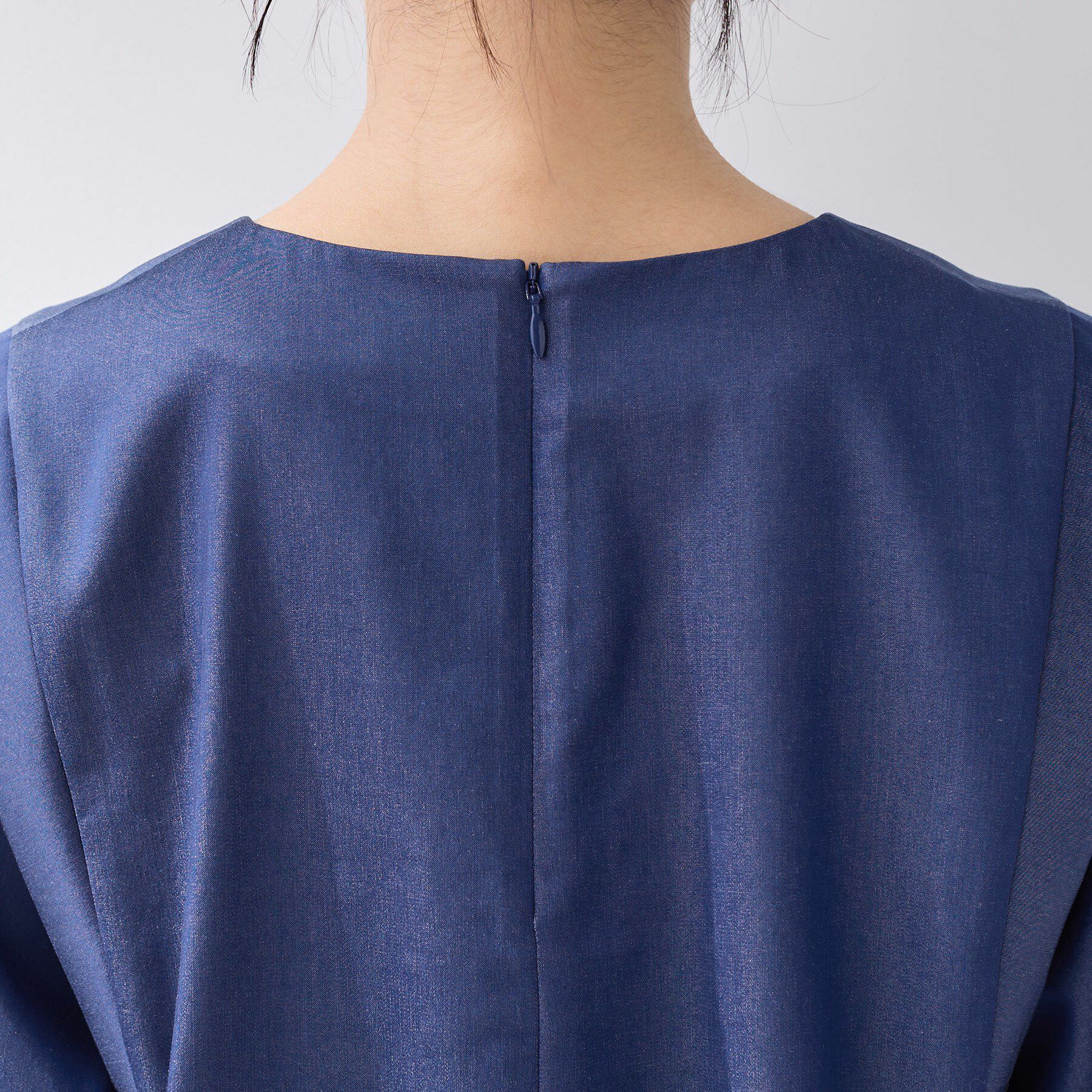 INDIVI「【洗える／UVケア／SETUP可能】デニムライク ランタン袖ブラウス」|シャツ・ブラウス|