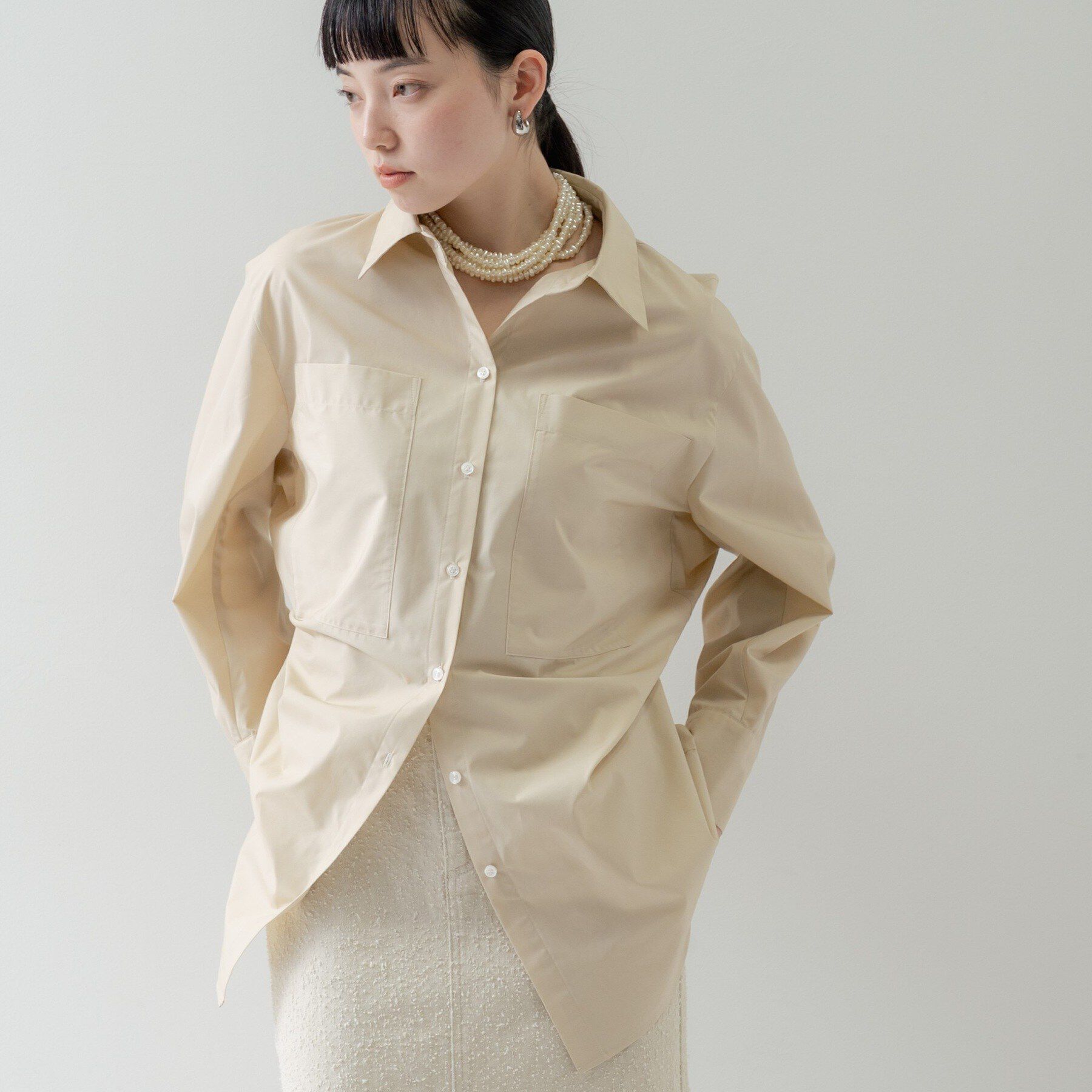 GALLEST「Timeless｜ビッグポケットフォルムシャツ」|シャツ・ブラウス|グレージュ(050)