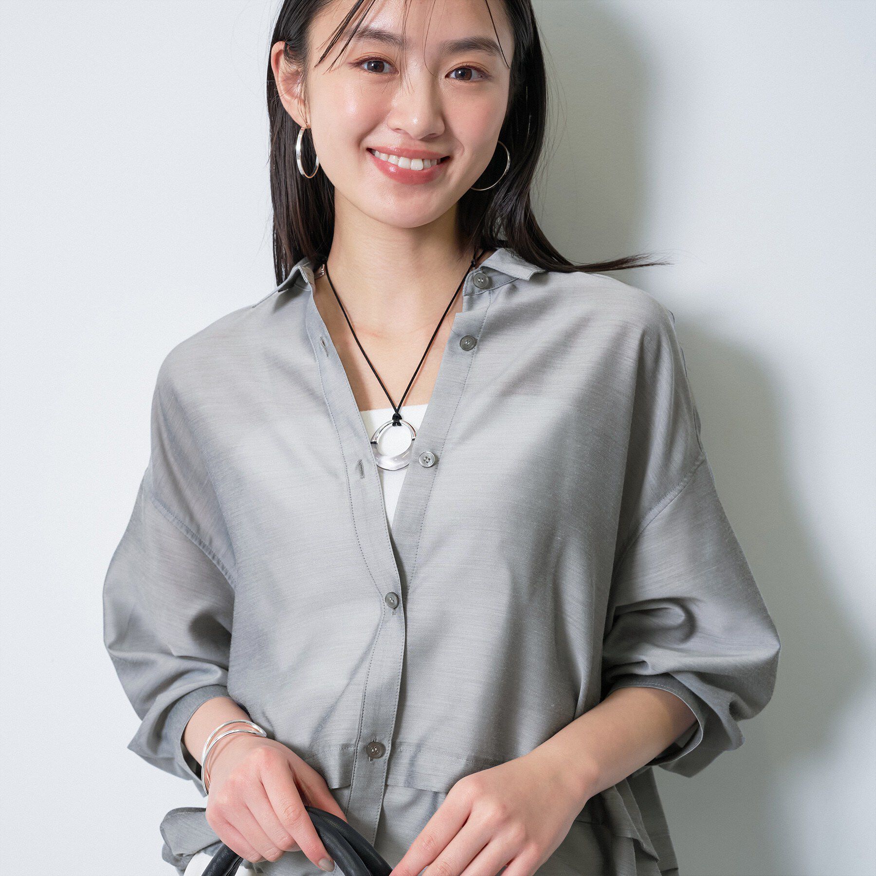 INDIVI「【洗える／2WAY】ドロスト付 シアーシャンブレーシャツ」|シャツ・ブラウス|