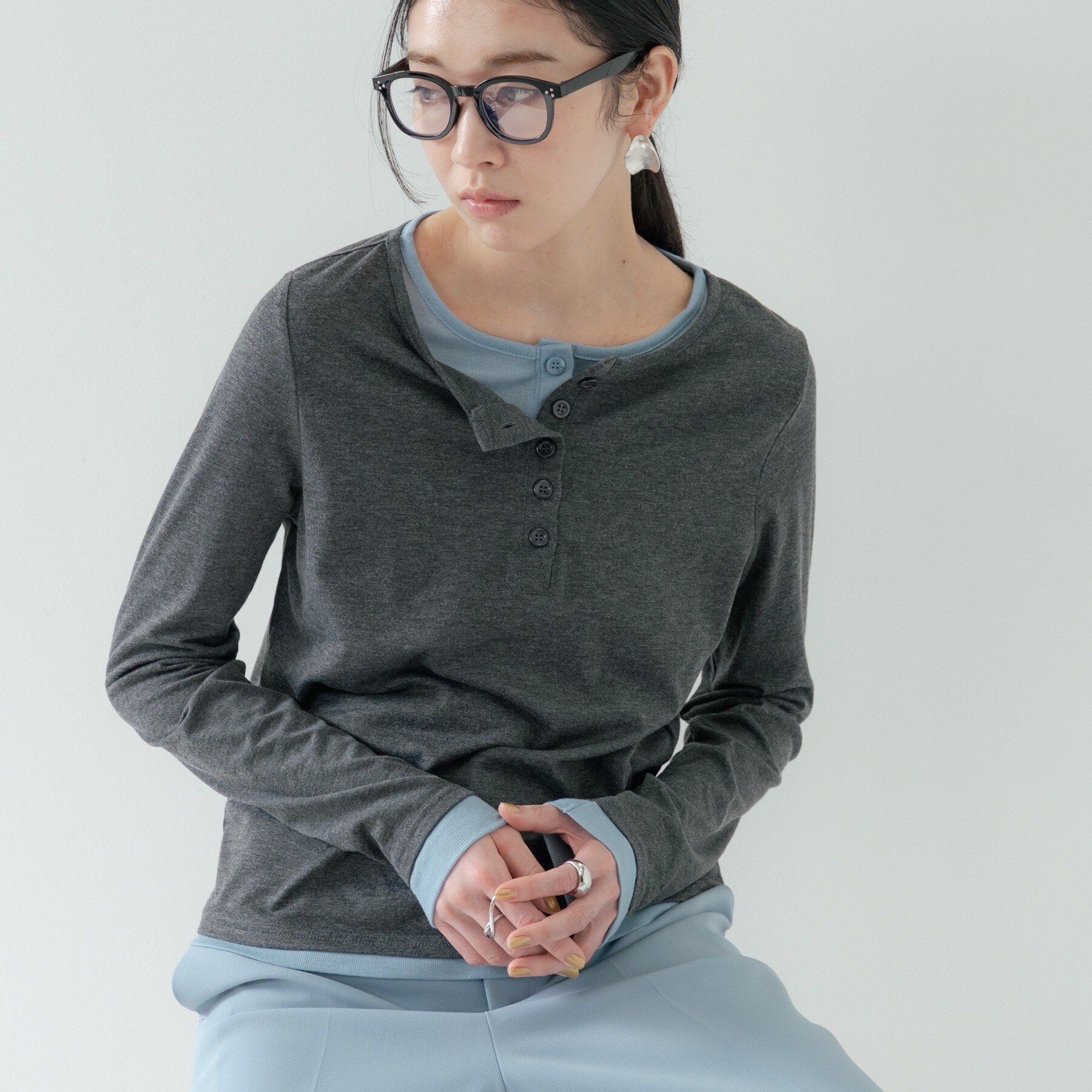 GALLEST「バイカラーヘンリーネックカットソー」|Tシャツ・カットソー|