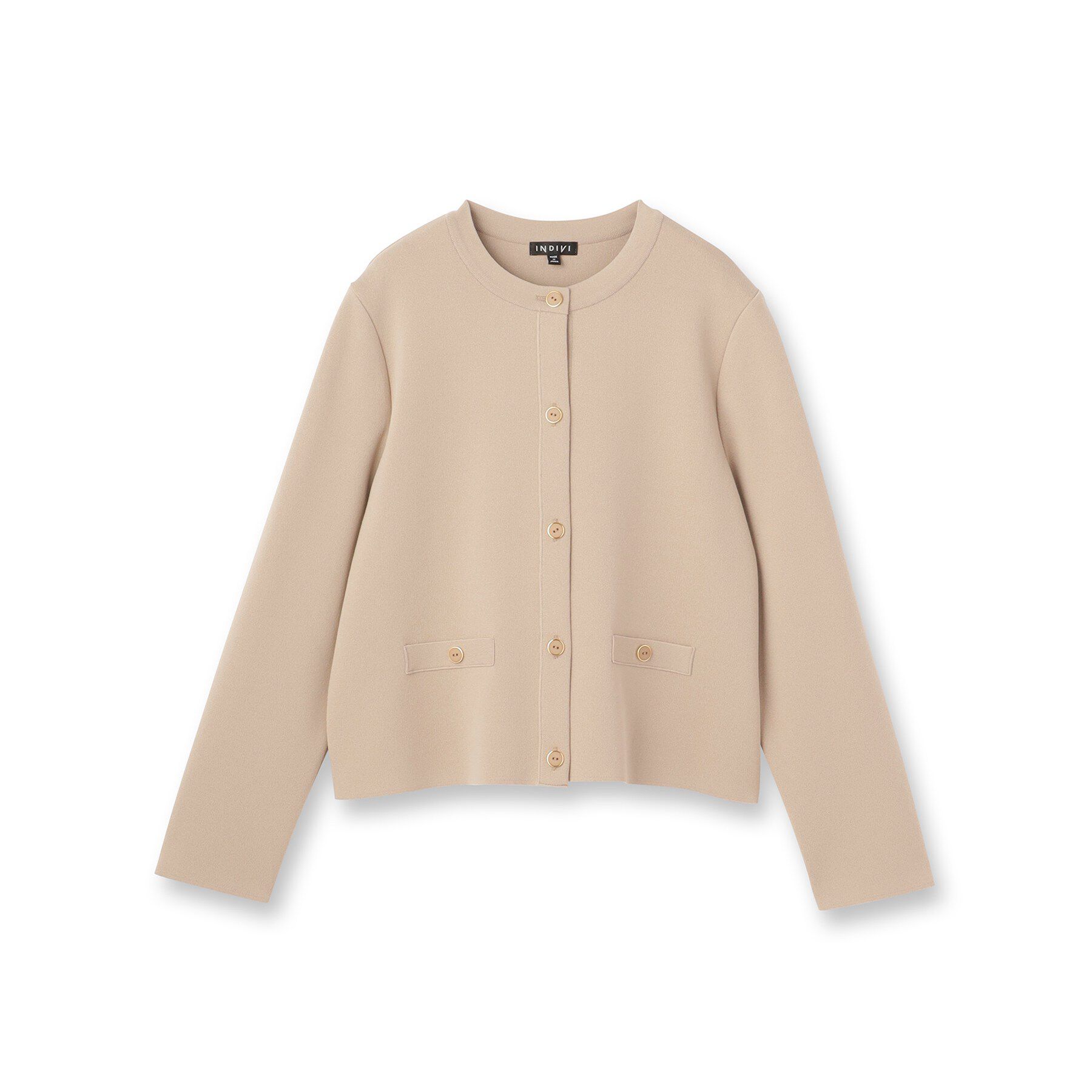 INDIVI「【洗える／SETUP可能】メタルボタンニットジャケット風カーディガン」|カーディガン|