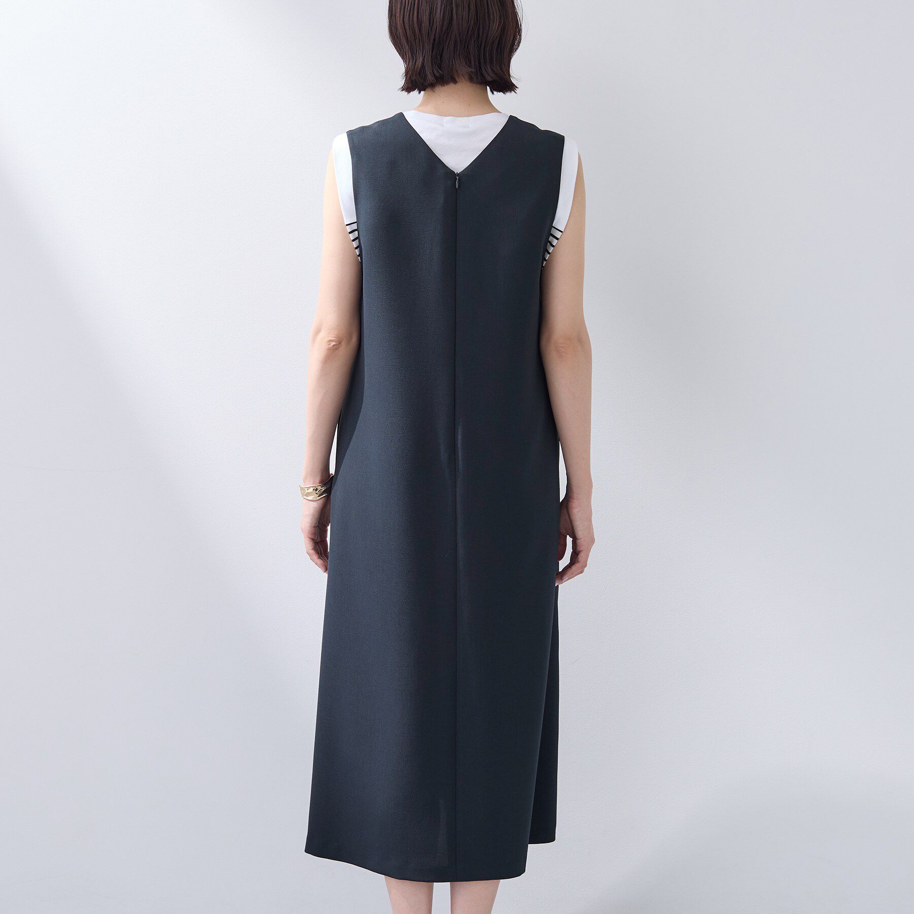 INDIVI「【洗える／SETUP可能／UVケア】ウール調ジャンパードレス」|ワンピース|