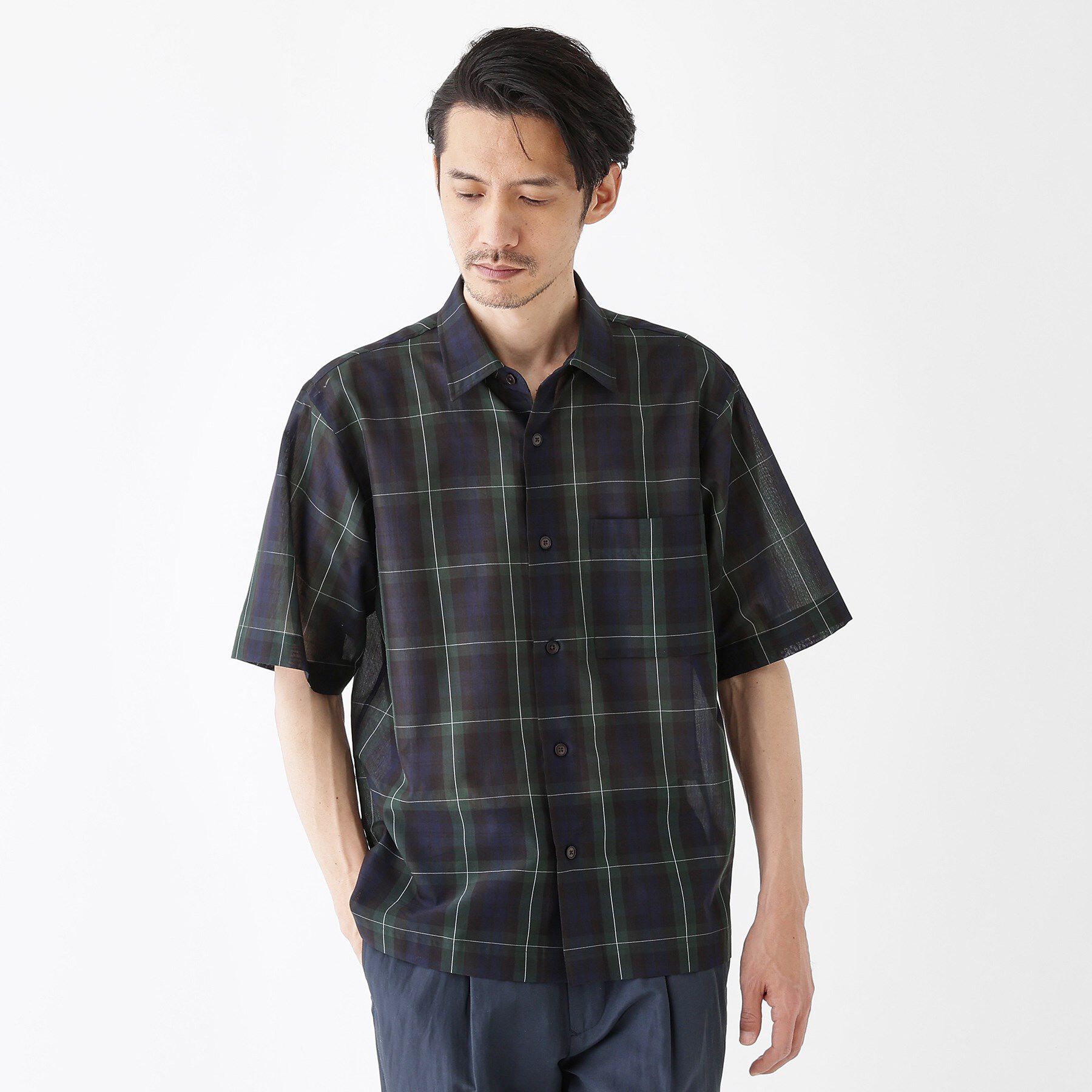 TAKEO KIKUCHI「【THE FLAGSHIP】シアーチェック シャツ」|シャツ・ブラウス|ネイビー(294)