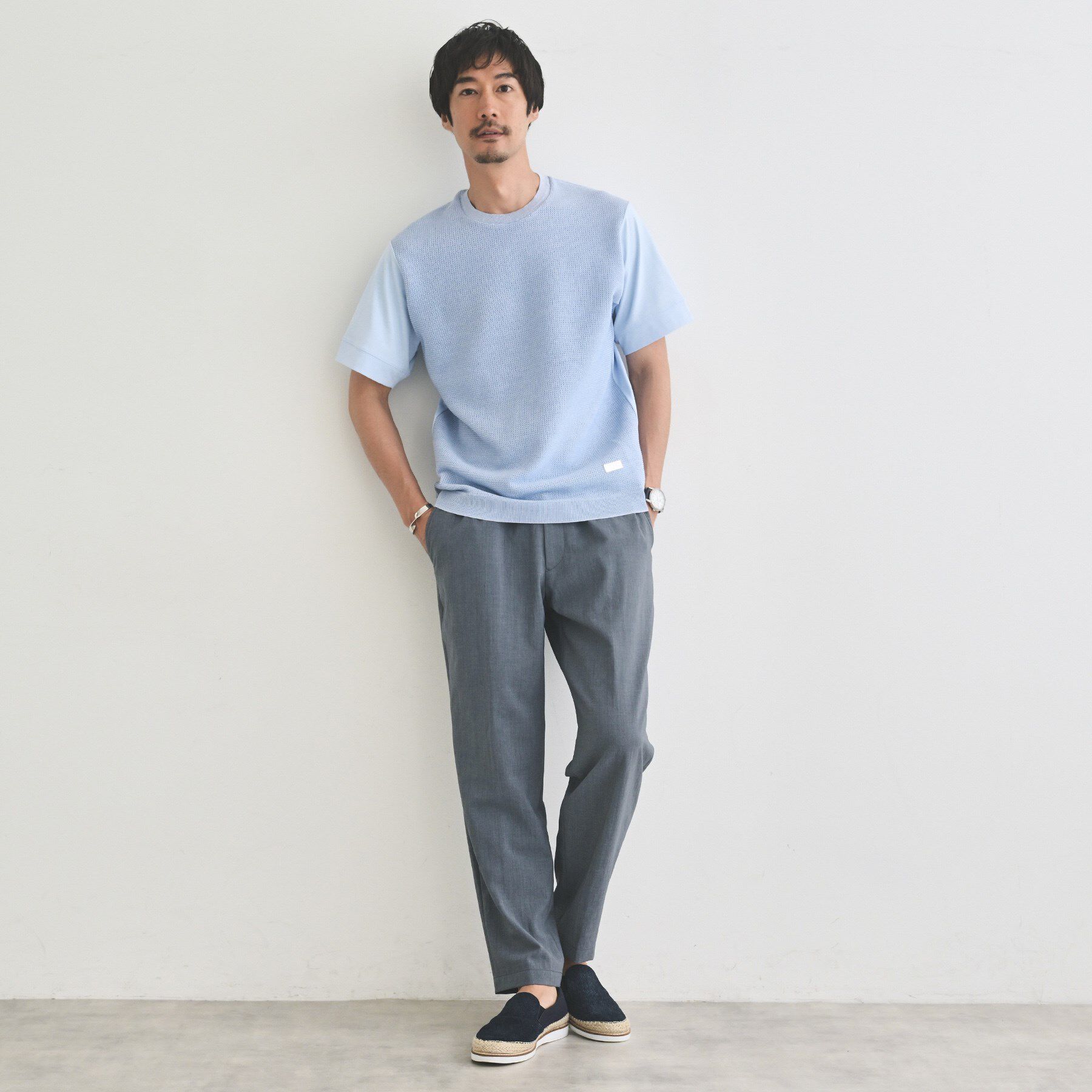 TAKEO KIKUCHI「テクスチャーニット コンビ カットソー」|Tシャツ・カットソー|