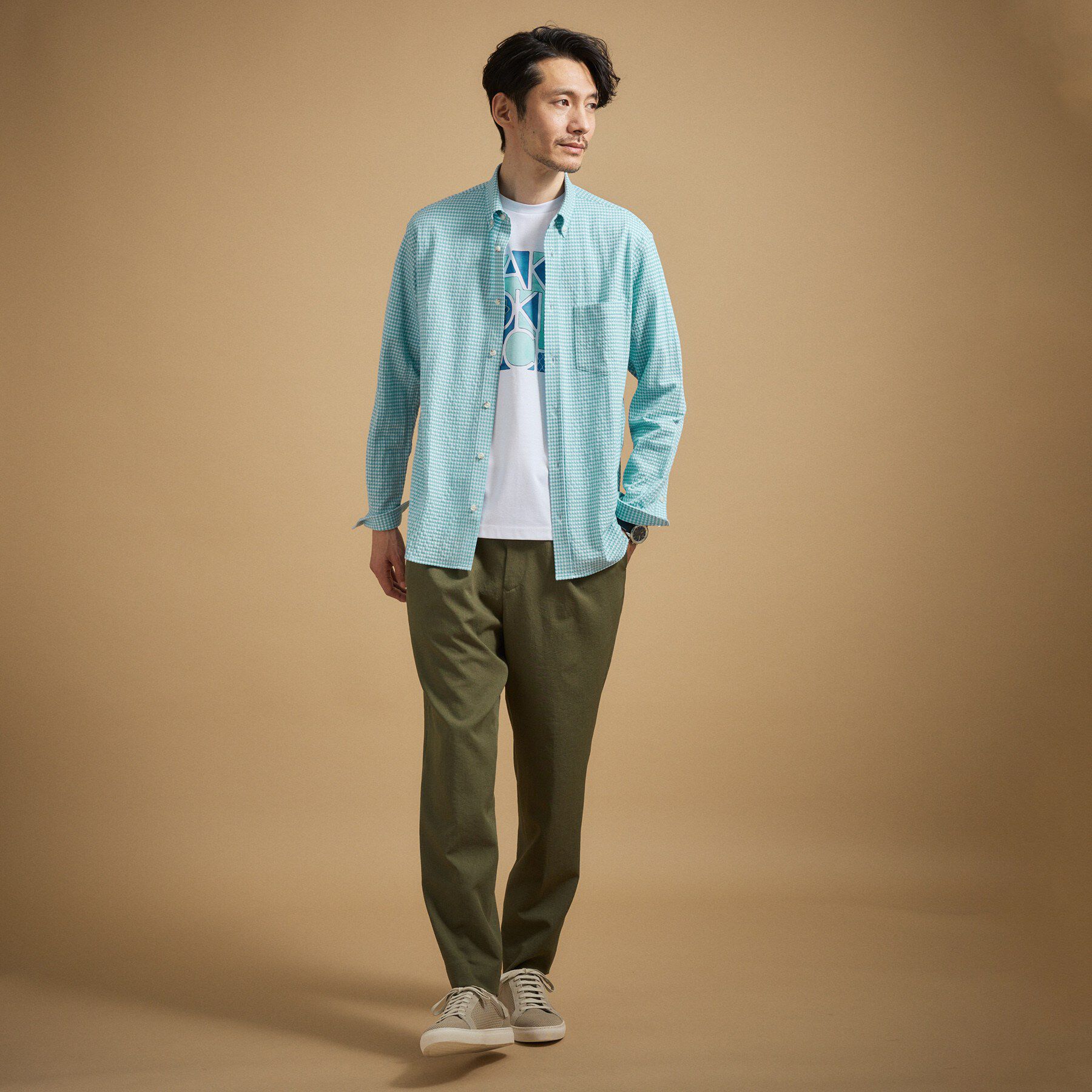 TAKEO KIKUCHI「シアサッカーギンガムチェック ストレッチシャツ」|シャツ・ブラウス|