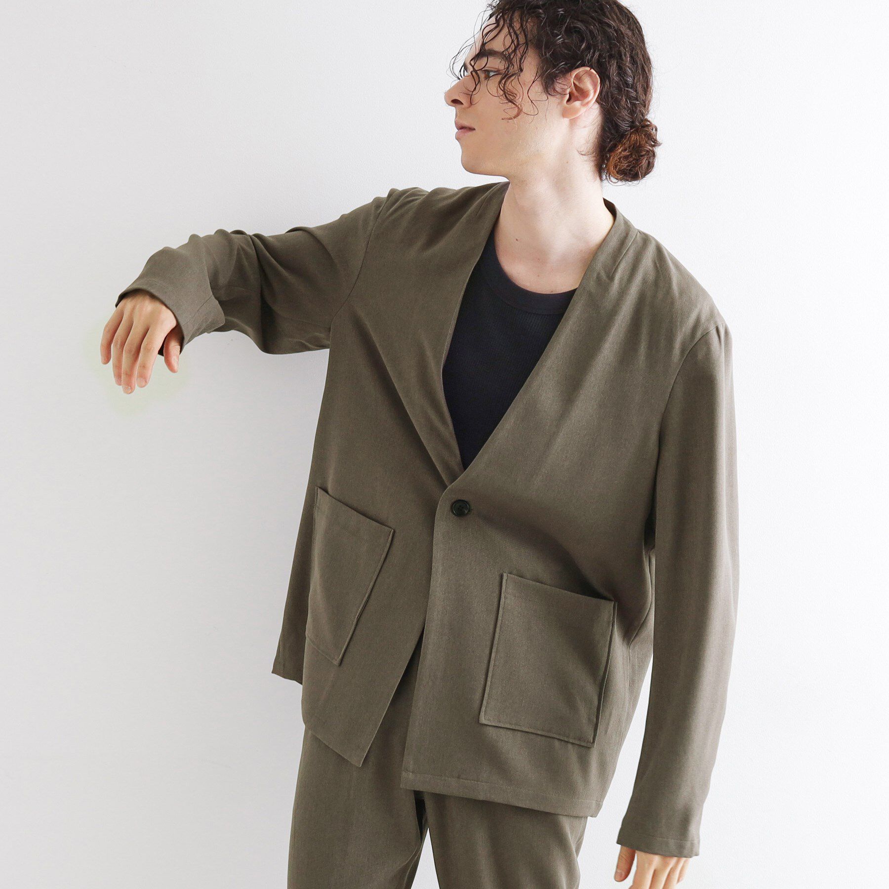 tk.TAKEO KIKUCHI「【セットアップ対応】ポリツイルノーカラージャケット」|ノーカラージャケット|