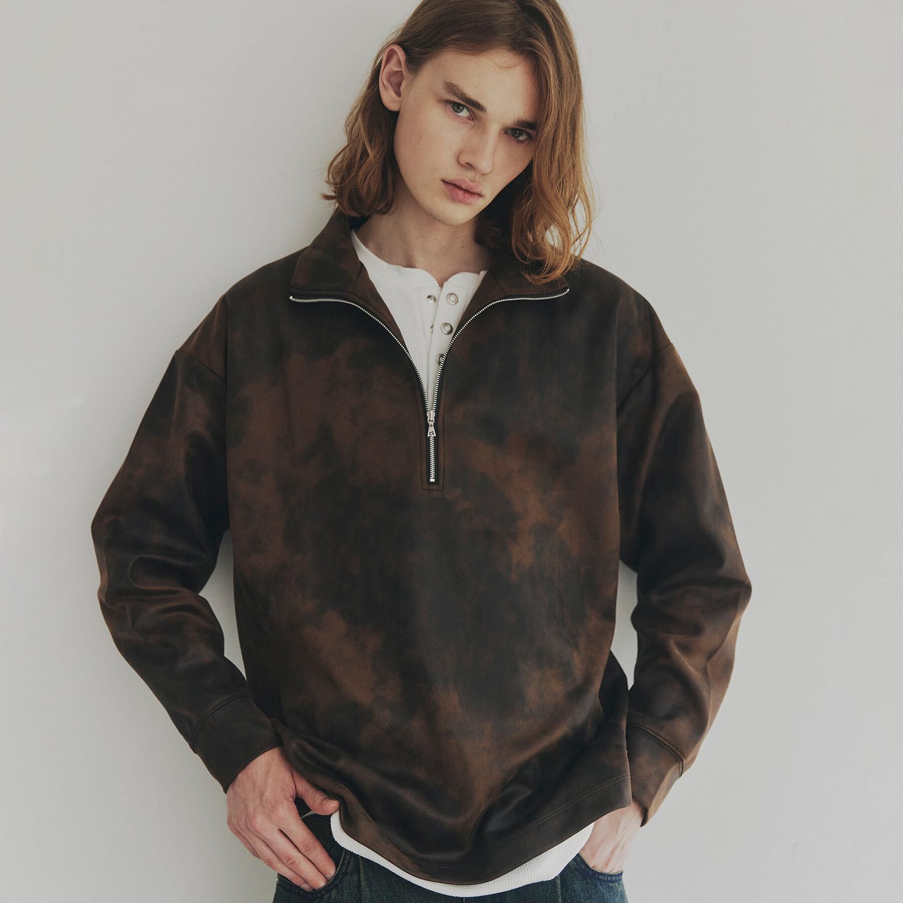 tk.TAKEO KIKUCHI「ヴィンテージライクプリント ハーフジッププルオーバー」|Tシャツ・カットソー|